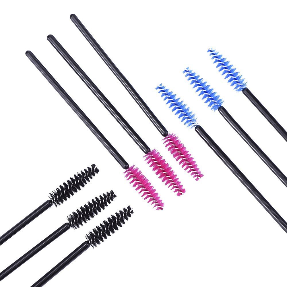 200 Pcs Disposable Mascara Wands - Eyelash Brushes & Makeup Applicators Set (Rose Red, Blue, Black) - Perfect for Salon, Lash Extensions & DIY Beauty at Home