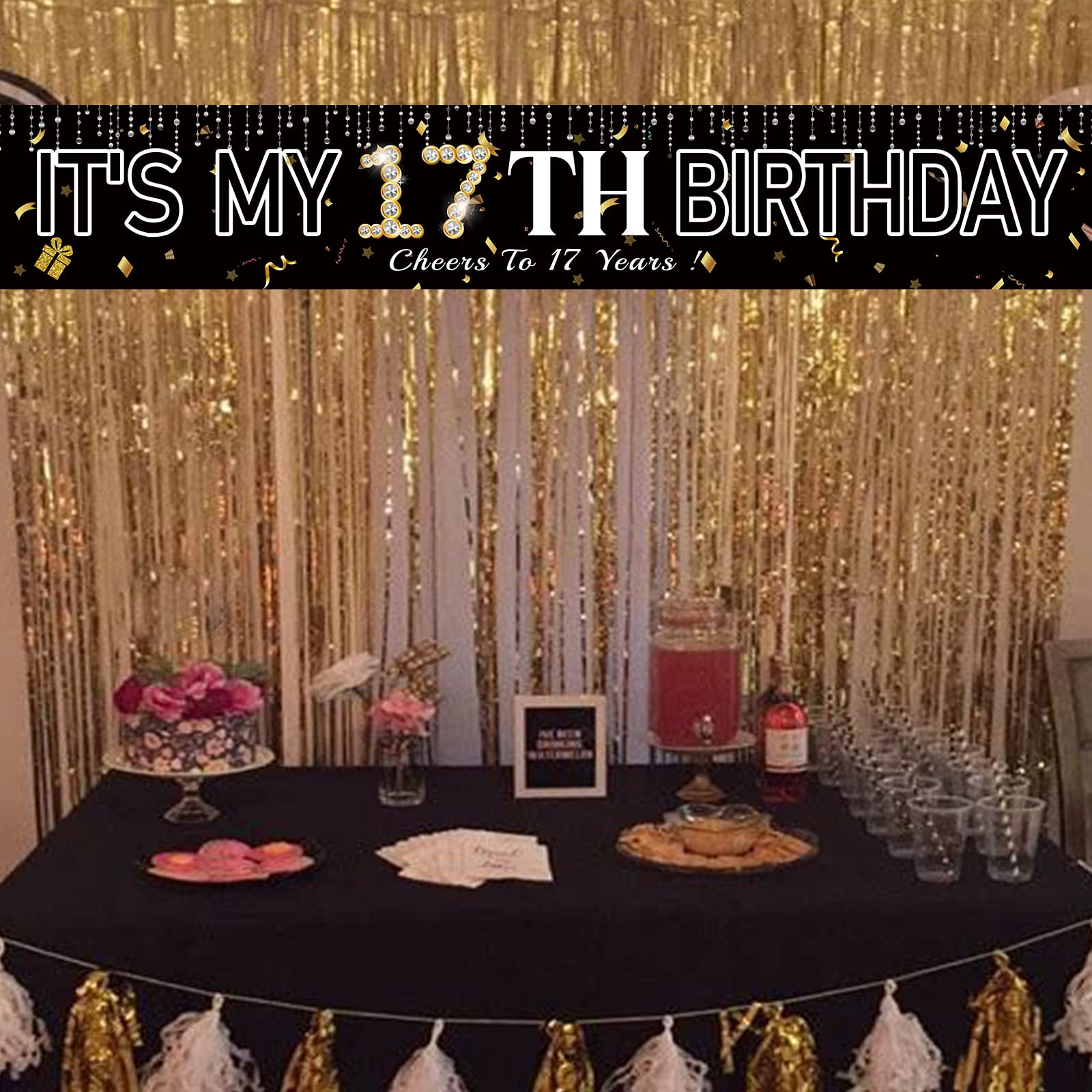 Happy 17th Birthday Banner - Large Outdoor/Indoor Yard Sign for 17th Birthday Party Decorations | Perfect for Backdrop, Wall Decor & Photo Booth Props