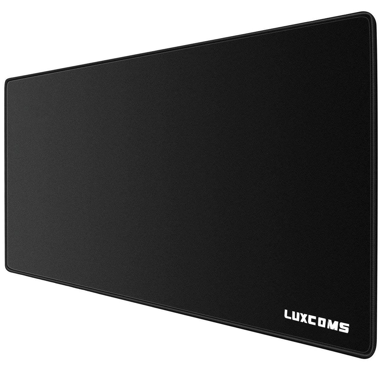 LUXCOMS Extended Gaming Mouse Pad - 31.5x15.75 Inches Large Mouse Mat with Non-Slip Base & Stitched Edges - Waterproof Keyboard Mousepad for PC, Laptop, Gaming & Office Work - Perfect for Gamers, Programmers & Home Use - Black (LST080)