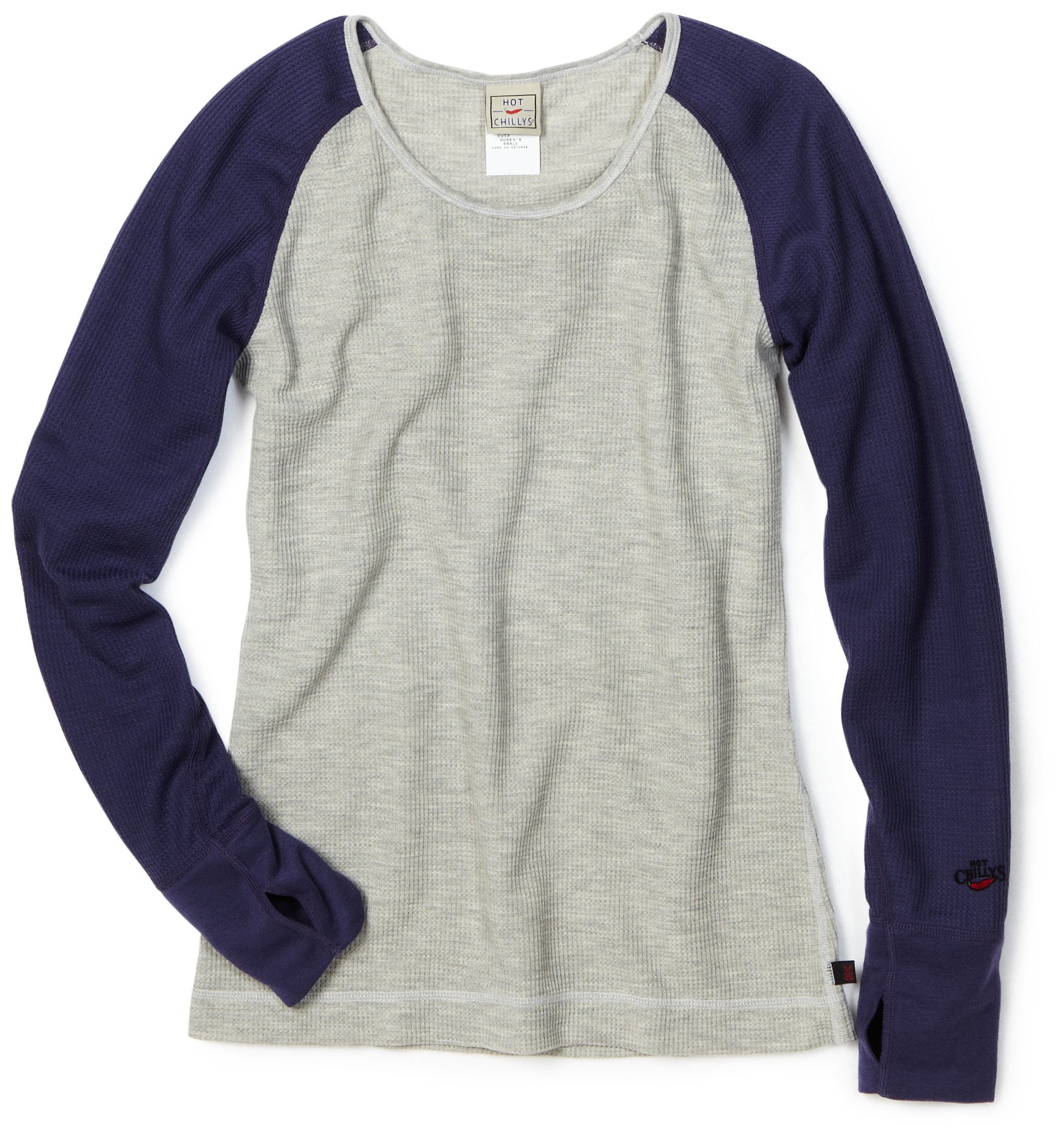 Hot Chillys Women's Waffle 2-Tone Scoop Thermal Base Layer Top - Soft & Warm Winter Underwear for Skiing, Hiking & Cold Weather Activities