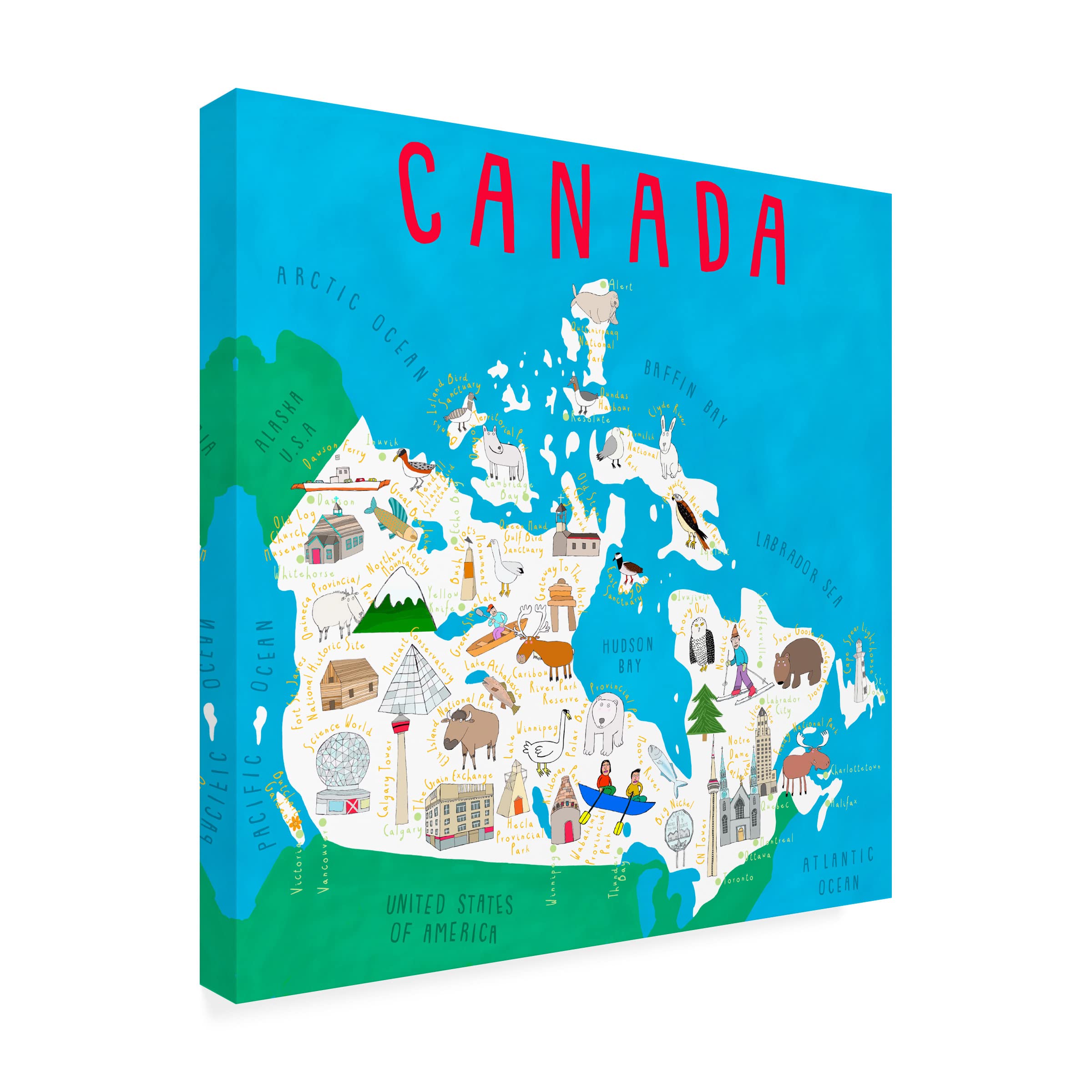 Trademark Fine Art 'Illustrated Countries Canada' Canvas Wall Art by Carla Daly - Perfect for Home Decor, Office & Gift Giving