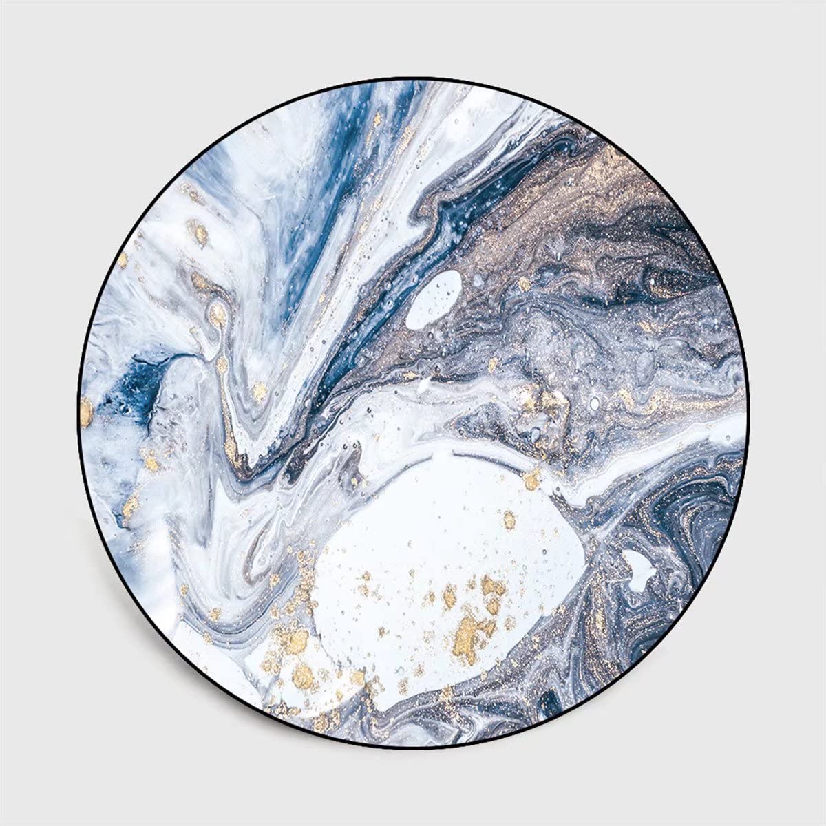 4' Round Washable Non-Skid Marble Texture Area Rug - Distressed Circle Carpet for Bedroom, Living Room & Dining Room Floor Decor | Perfect for Home, Office & Apartment Use