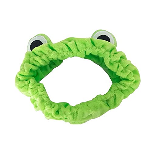 Cartoon Frog Eye Spa Headband for Women & Girls - Wide Elastic Makeup Headband for Face Washing, Skincare & Beauty - Cute Animal Hair Accessories for Bathroom, Salon & Home Spa Use