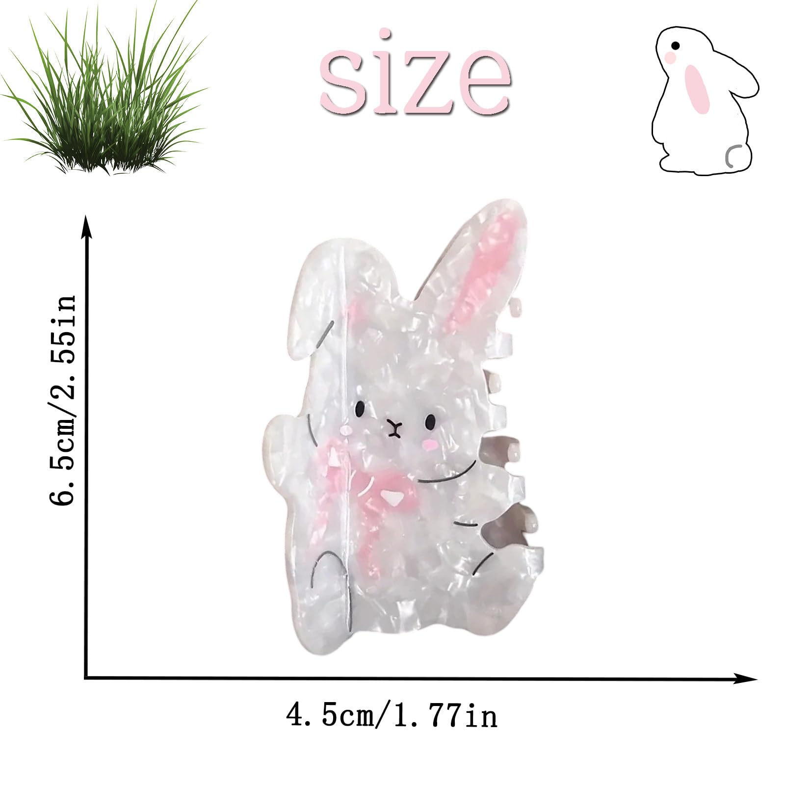 Easter Bunny Hair Clips for Women - Cute White Rabbit Hair Barrettes & Claw Clips for Thick Hair - Party Favors & Hair Accessories (1Pcs) - Perfect for Easter Celebrations, Spring Parties & Everyday Styling