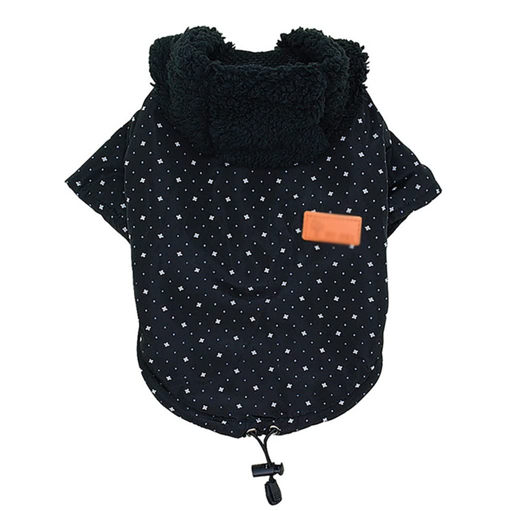 Winter Dog Coat Jacket - Warm Padded Hooded Pet Clothing for Small & Medium Dogs | Yorkie & French Bulldog Apparel | Black Color, Size M | Perfect for Cold Weather Walks & Outdoor Adventures