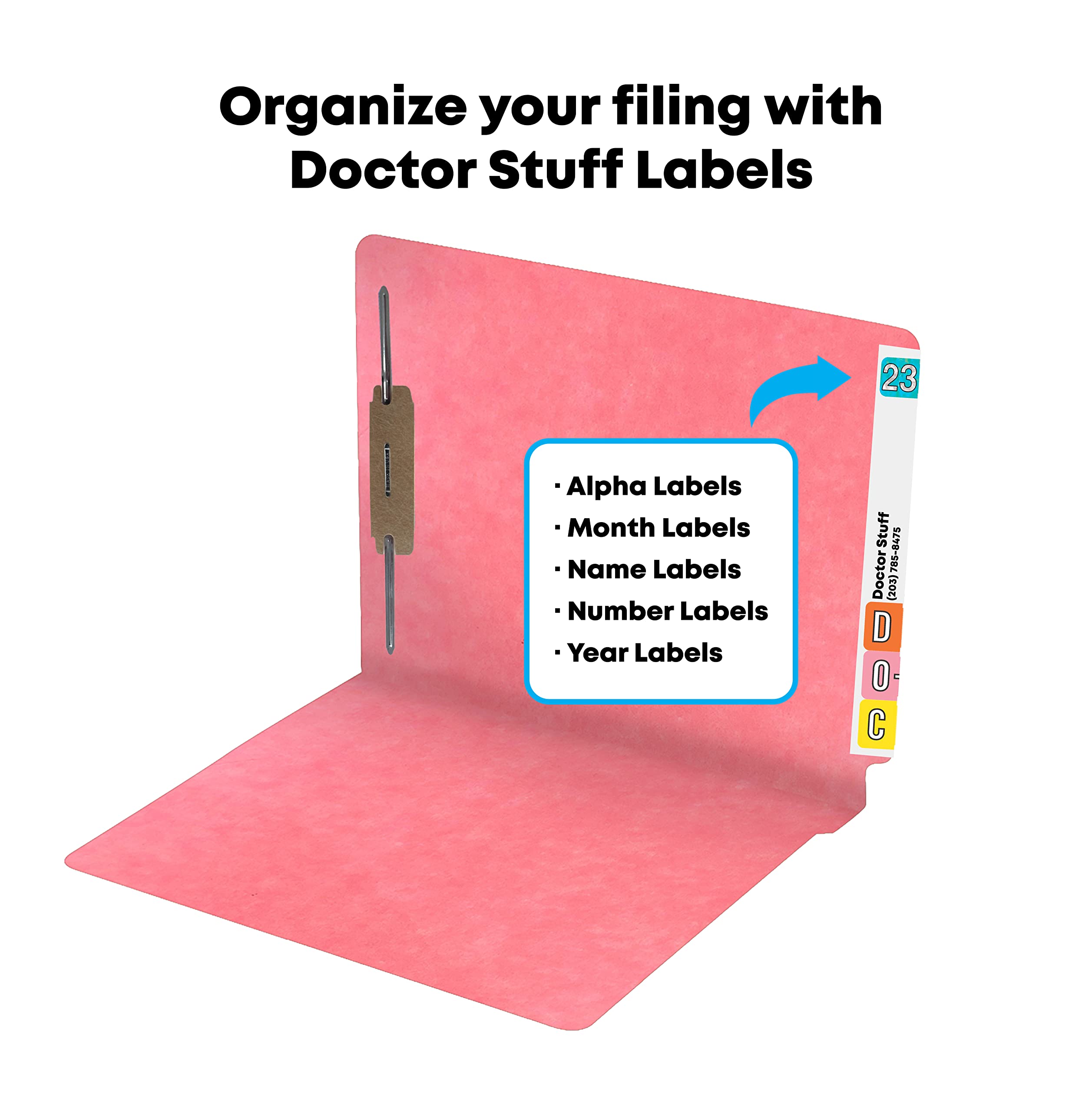 50-Pack Pink Legal Size File Folders - 14pt Reinforced End Tab with 2