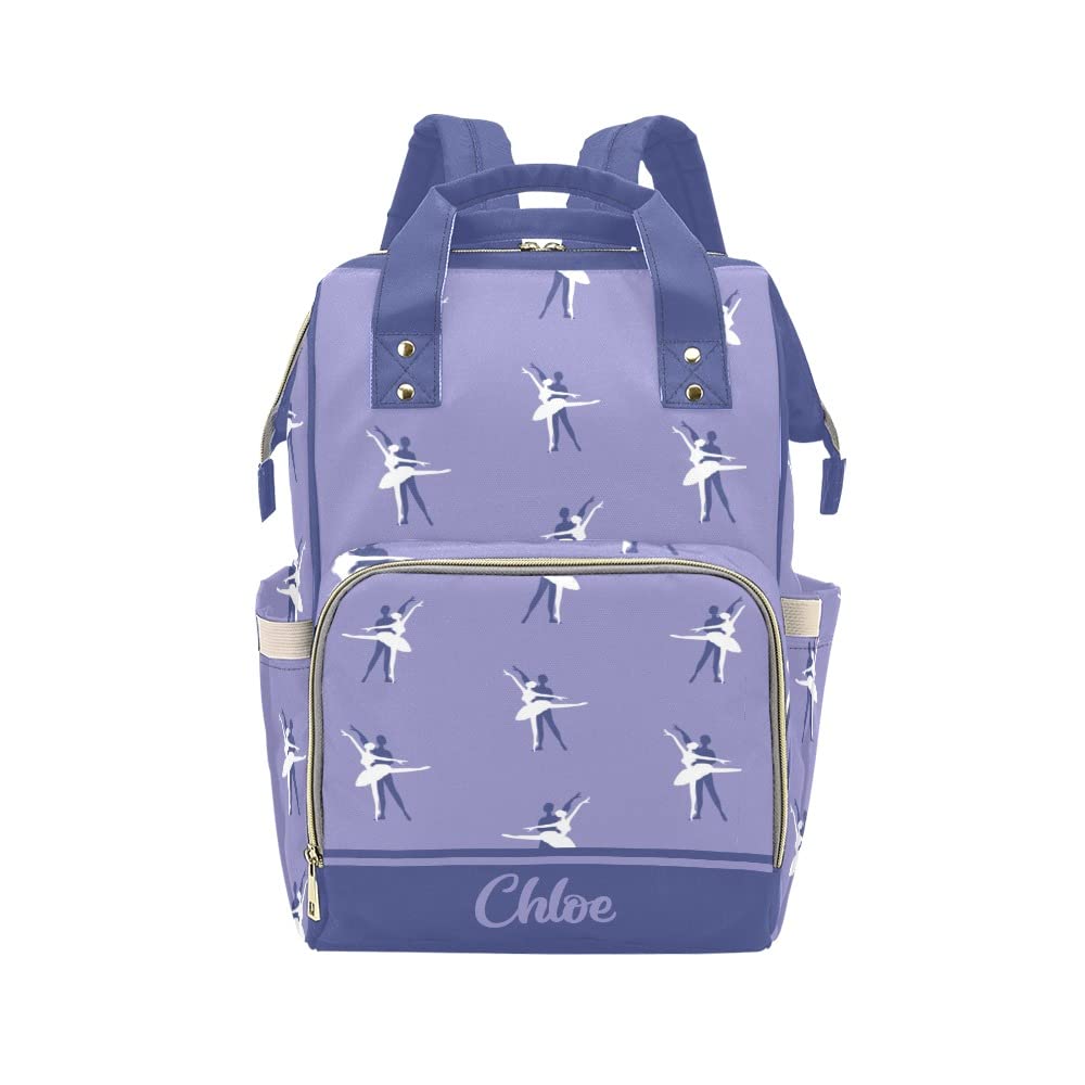 Custom Ballet Purple Personalized Diaper Backpack with Name - Large Travel Baby Bag for Moms, Nursing & Daycare Essentials - Perfect for Outings, Hospital Visits & Baby Showers