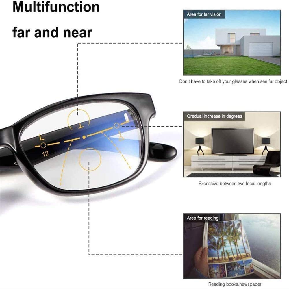One Power Readers Auto Focus Reading Glasses - Progressive Multifocal Computer Eyewear for Men & Women - HD Adjustable Optical Glasses for Reading, Computer Work, and Office Use