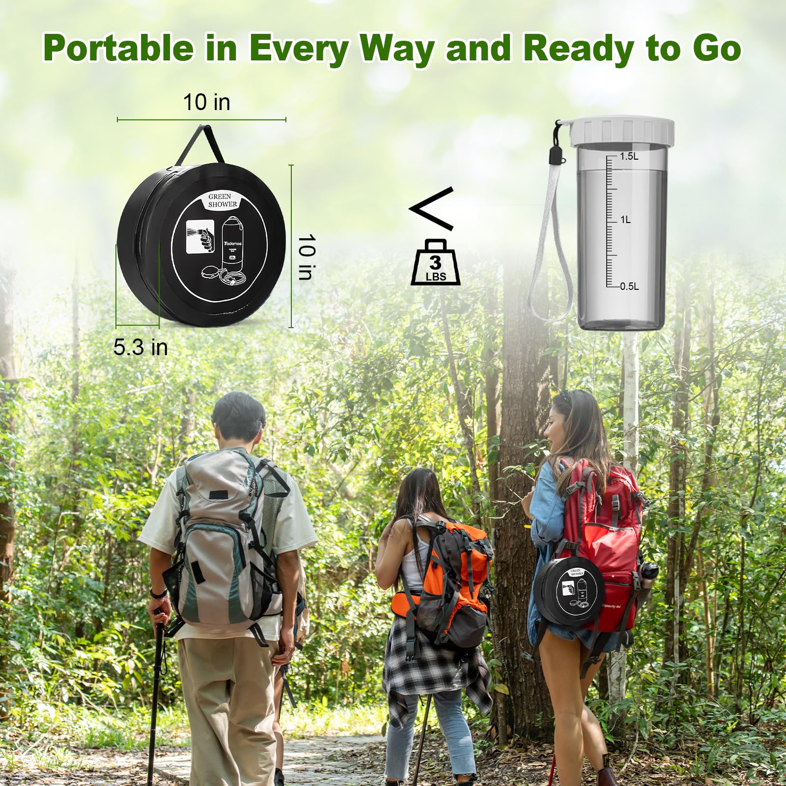 5-Gallon Portable Camping Shower with Battery-Powered Pump & LED Flashlight - Lightweight Outdoor Shower Bag for Hiking, Beach Trips & RV Use - Enjoy Home Shower Experience Anywhere