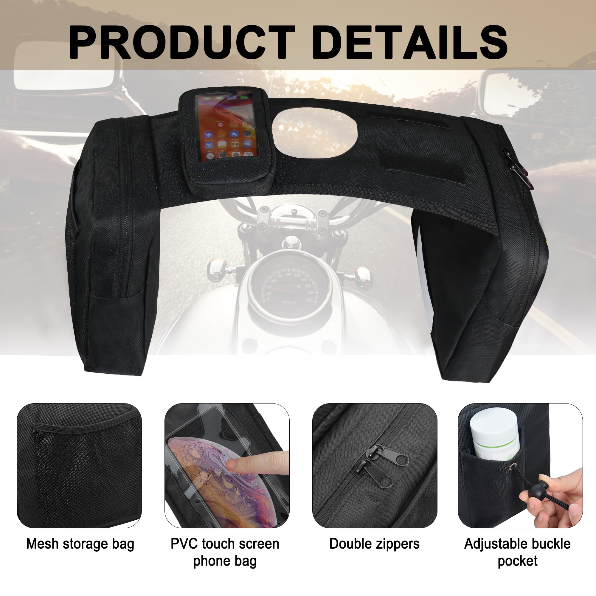 MYDAYS ATV Saddle Bag - Waterproof Cargo Storage Bag with Phone Pocket for ATV, UTV, Snowmobile & Motorcycle (Black) - Perfect for Off-Road Adventures, Camping & Outdoor Riding Gear