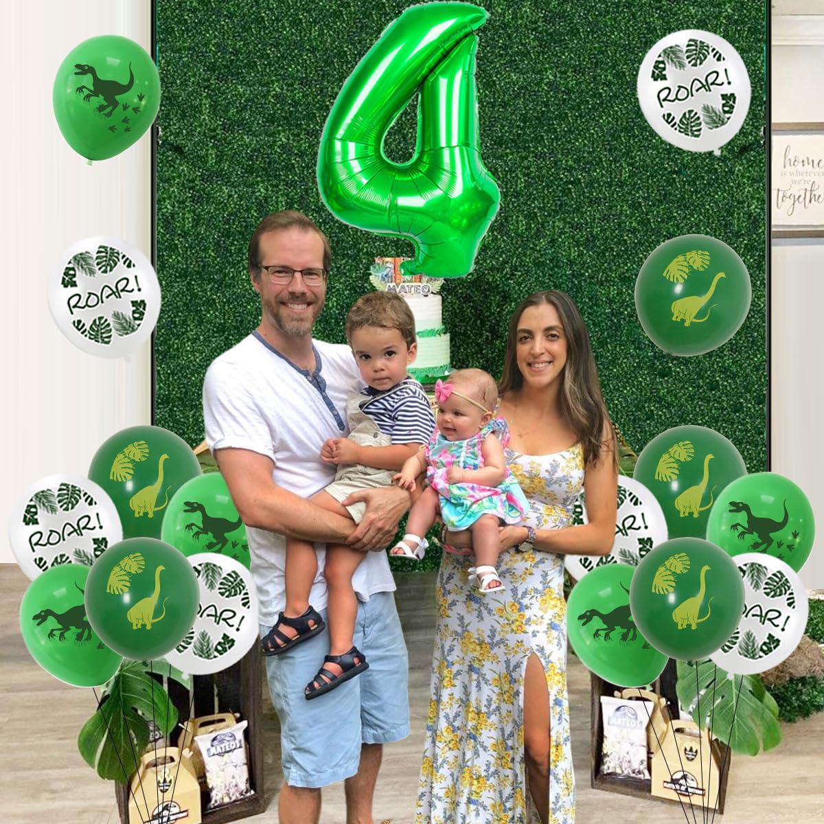 Dinosaur 4th Birthday Party Decorations Set - Roar I'm Four Banner, Number 4 Balloons, Jungle Theme Supplies for Kids Birthday Celebration | Perfect for Dinosaur Themed Parties, Classroom Events & Birthday Photos