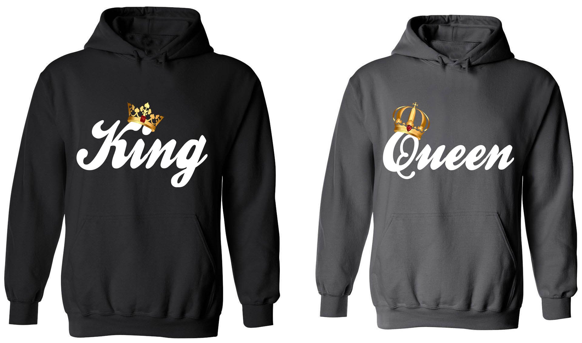 King & Queen Matching Couple Hoodies - His and Her Sweatshirts for Valentine's Day, Anniversary Gifts & Cozy Date Nights