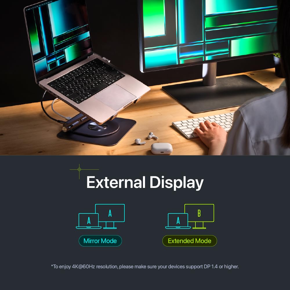 ADAM elements USB-C Stand Pro 6-in-1 Laptop Docking Station for MacBook Pro/Air M1/M2, iPad Pro & Windows Laptops - USB-C Hub with HDMI, 2x USB-A, PD Charging, Ethernet Port - Perfect for Home Office & Workspace Setup