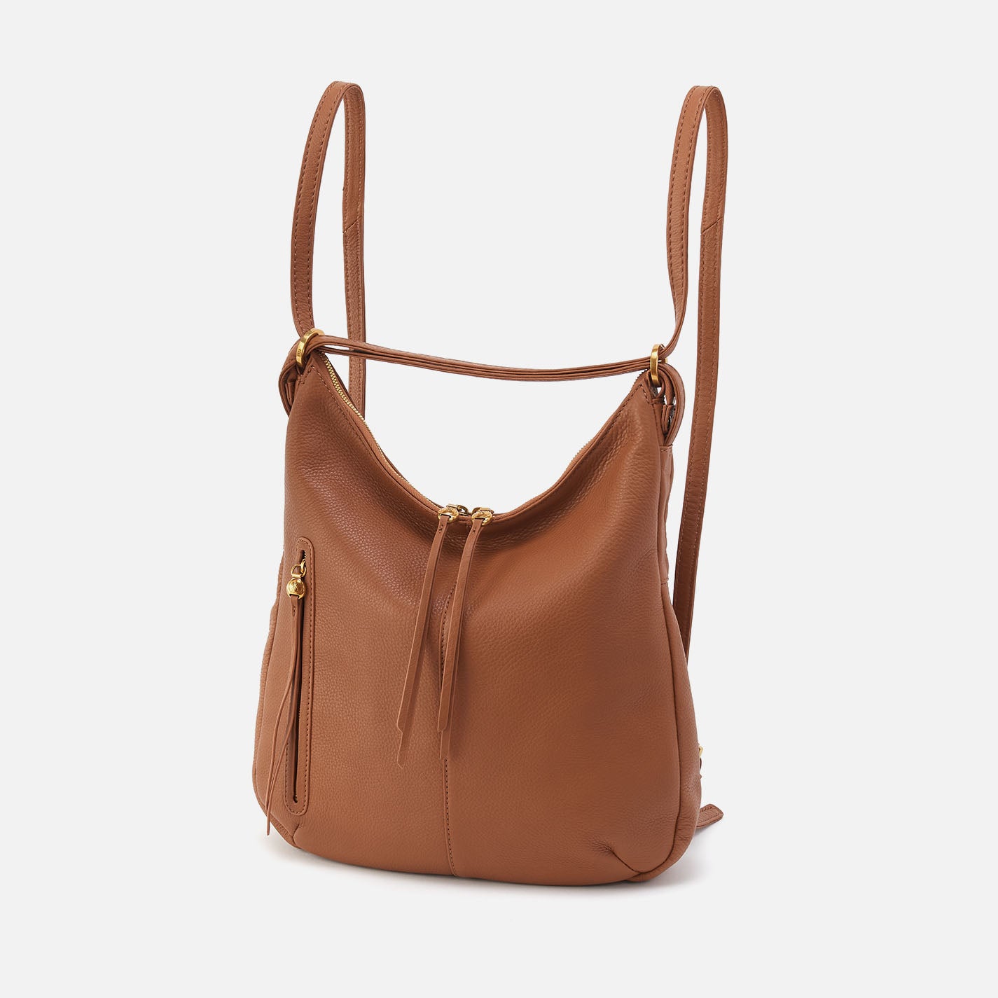 Premium Merrin Convertible Backpack in Pebbled Leather - Warm Honey Color | Stylish Laptop Bag for Work, Travel & College | Durable Leather Backpack for Women & Men