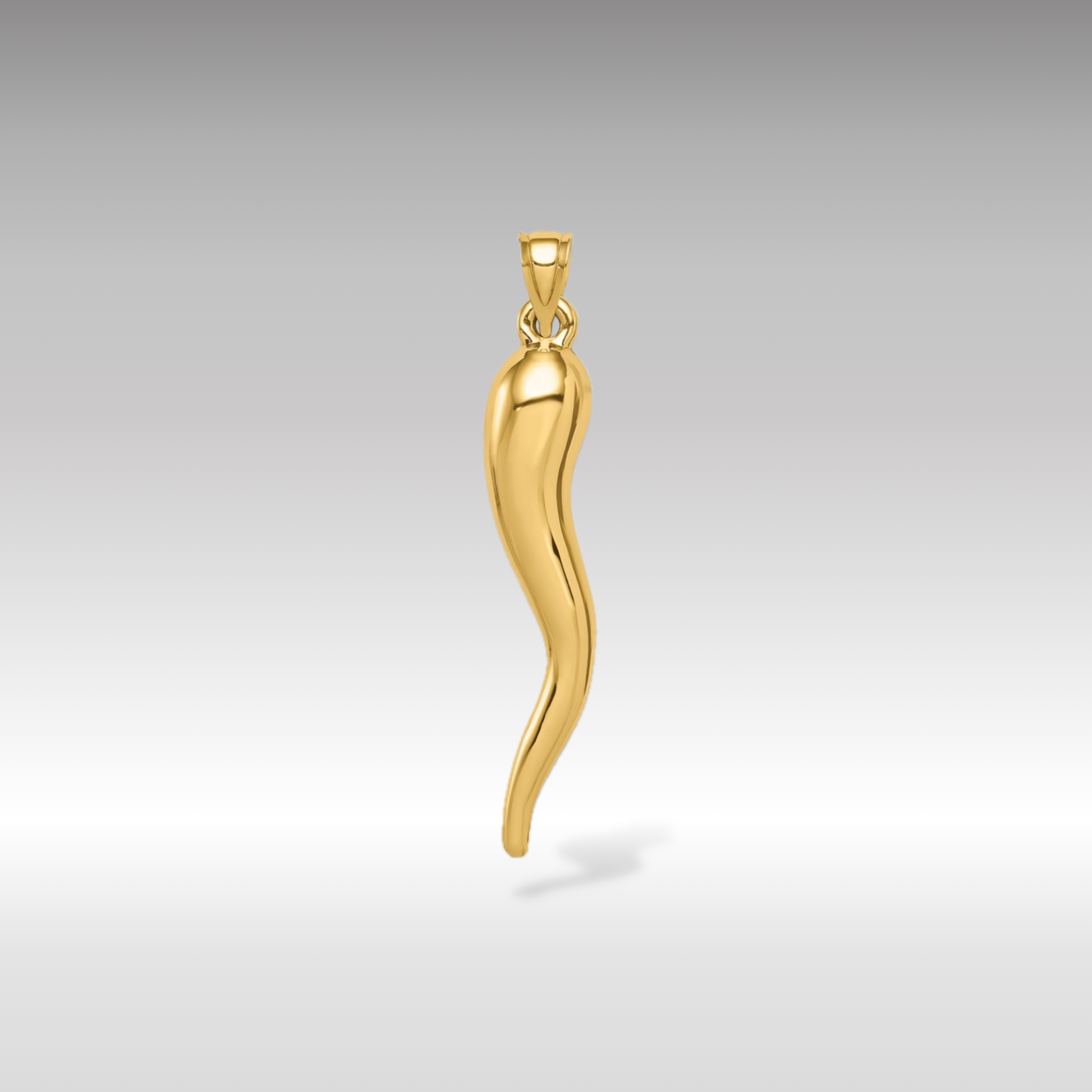 Lightweight Gold Extra Large 3D Italian Horn Charm Pendant - Model K6388 | Perfect for Necklaces, Bracelets & Italian-Themed Jewelry Designs