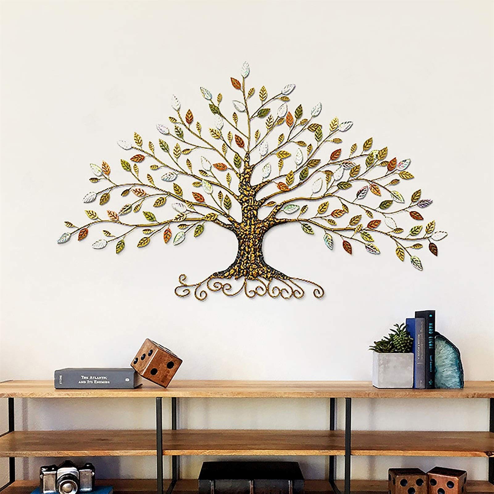 QBDS Tree of Life Metal Wall Art - Contemporary Iron Sculpture Decor for Home & Office - 3D Wall Mural for Bedroom, Living Room, Kitchen - Perfect for Boho, Farmhouse & Modern Interior Design Styles