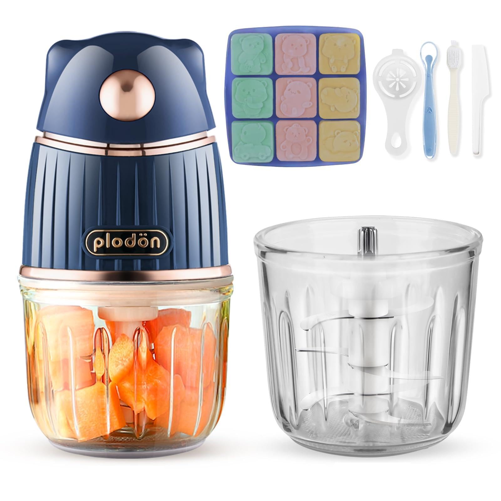 Bear-Blue Baby Food Maker with 2 Glass Bowls - Electric Baby Food Processor & Blender for Fruits, Vegetables & Meat - Includes Storage Containers & Spoons - Perfect Baby Feeding Essentials Gift for New Parents (Ideal for Homemade Purees & Baby Meal Prep)