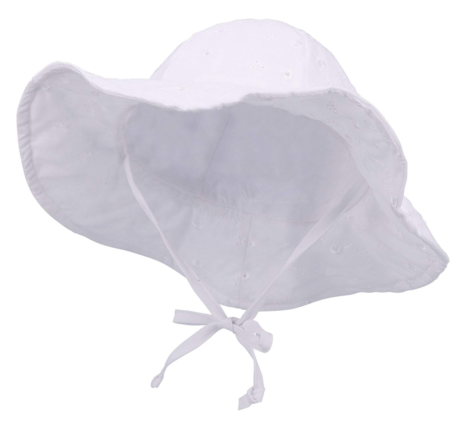 UPF 50+ Baby Sun Hat for 0-12 Months - White Kids Sun Protection Hat for Beach, Pool & Outdoor Activities