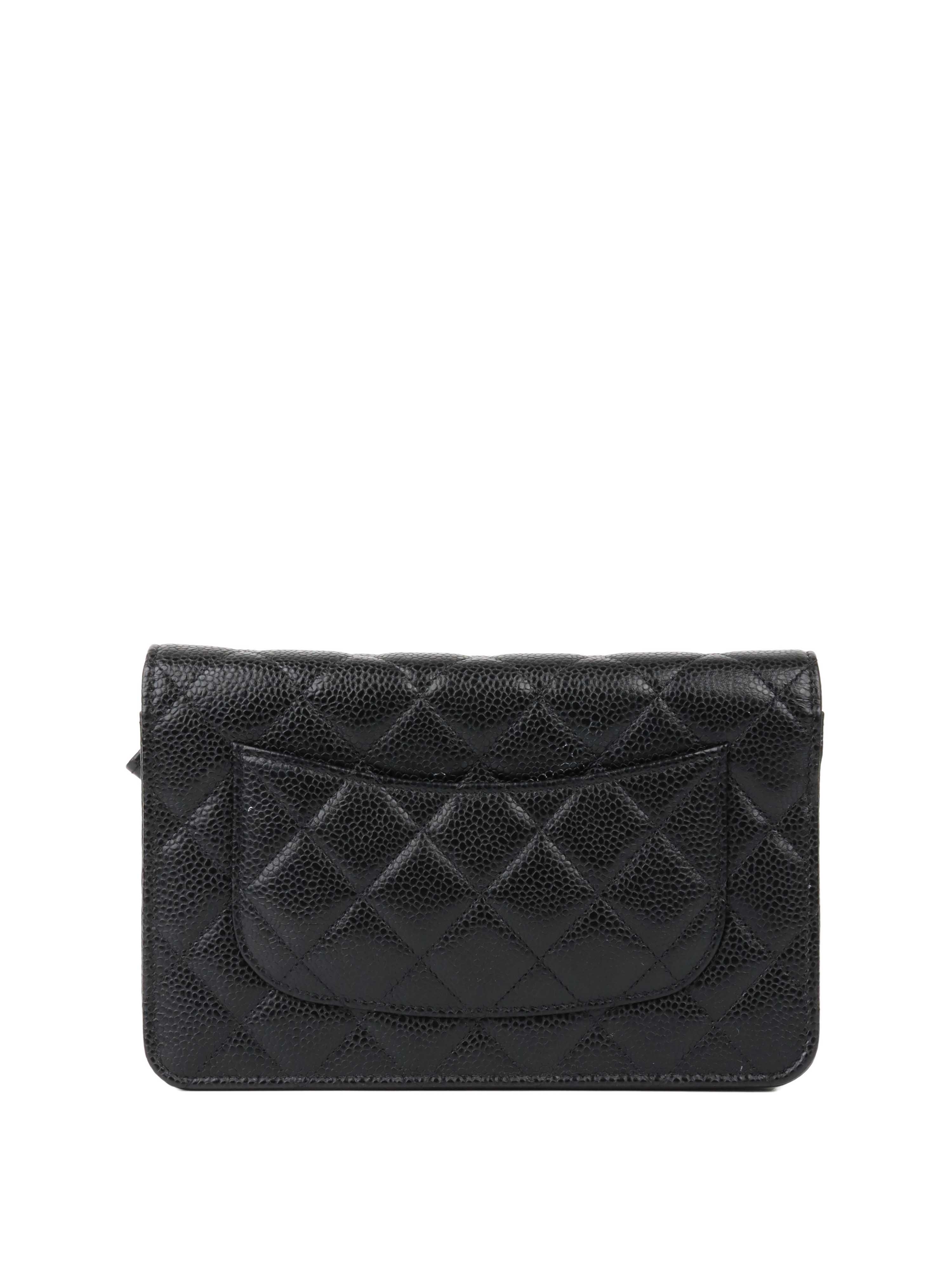 Chanel Black Caviar Leather Wallet on Chain with Gold Hardware - Luxury Crossbody Bag for Women, Perfect for Evening Events & Daily Use
