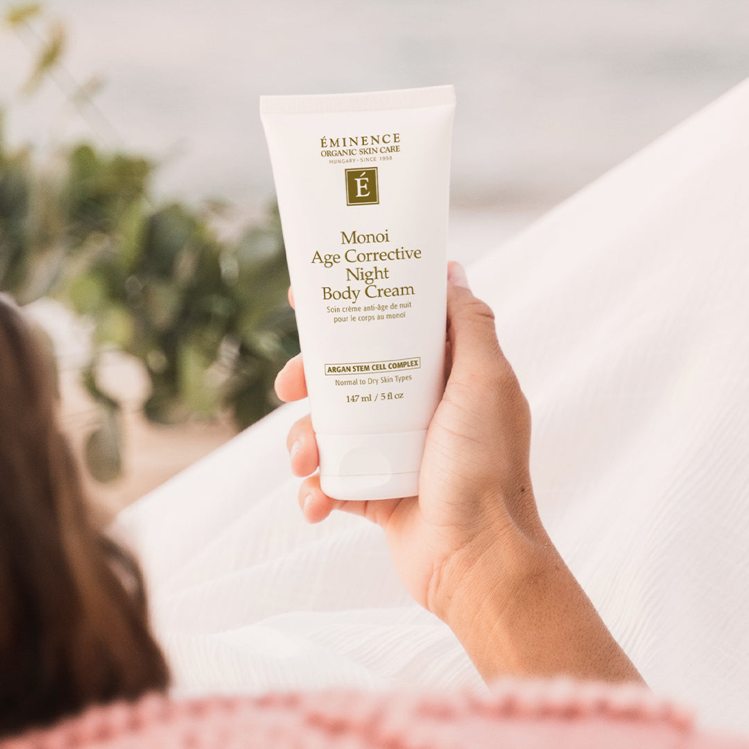 Eminence Organics Monoi Age Corrective Night Body Cream for Dry Skin - Anti-Aging Moisturizer with Coconut & Tiare Flower - Luxurious Nighttime Hydration for Smooth & Youthful Skin
