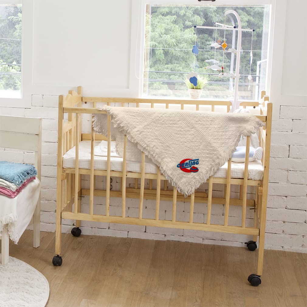 Custom Embroidered Baby Blankets for Boys & Girls - Soft Nursery Bedding with Curling Edges - Perfect for Crib, Stroller, and Gift Giving