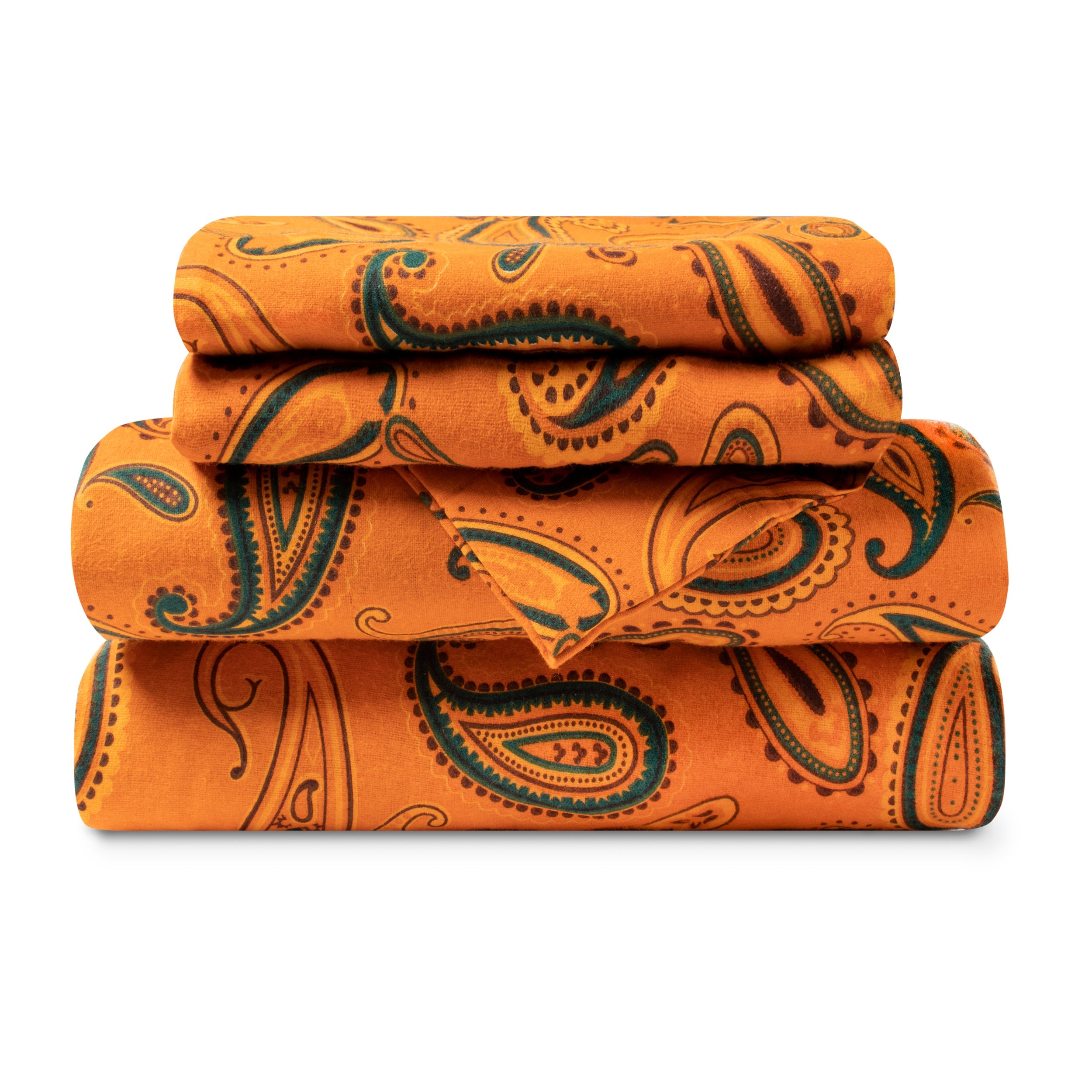 Soft Flannel Cotton Floral Paisley Bed Sheet Set with Deep Pockets - Queen Size, 4-Piece Set for Cozy Winter Nights & Guest Room Comfort