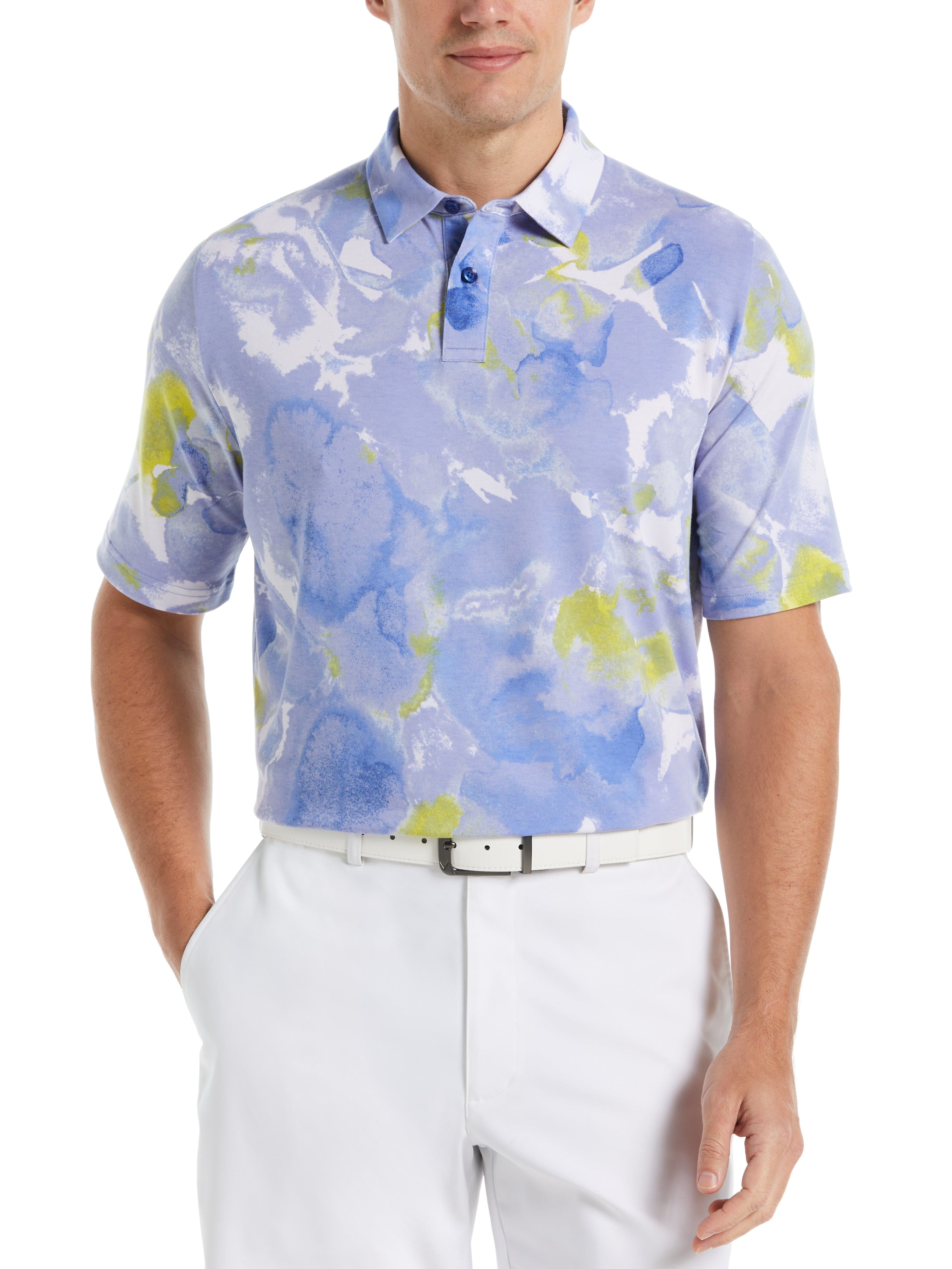 Men's Thermal Dye Print Golf Polo Shirt - Moisture Wicking & UV Protection - Perfect for Golf, Tennis & Casual Wear