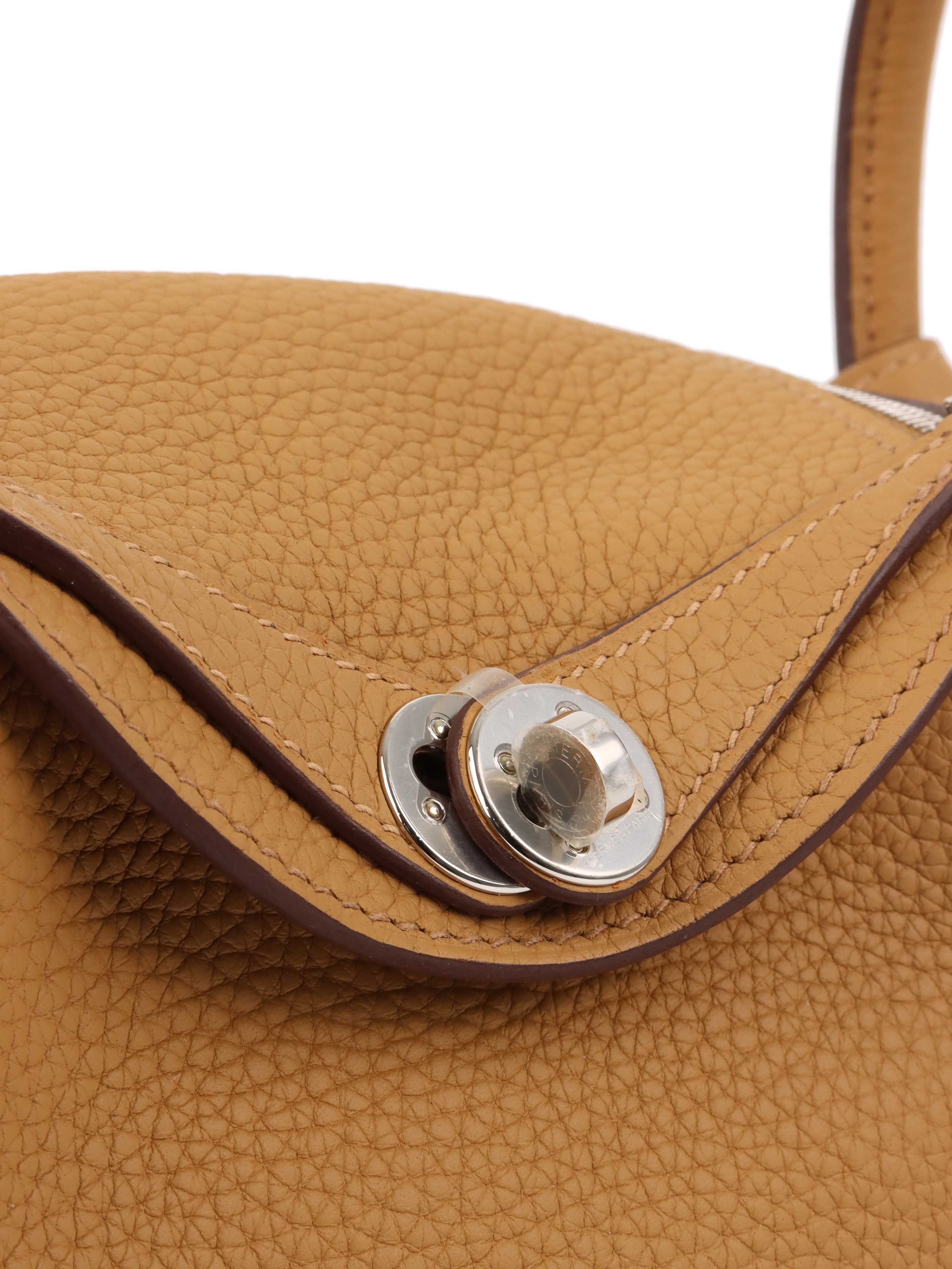 Hermes Mini Lindy Bag in Biscuit Color with Palladium Hardware - Luxury Crossbody Bag for Women, Perfect for Everyday Use, Travel & Special Occasions