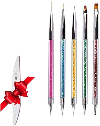 5 Pcs Nail Art Brush Set - Professional Point Drill Drawing Pen, Manicure Care Tool, Acrylic UV Gel Liner, 3D Glitter Polish Pen & Dotting Tools for DIY Nail Designs | Perfect for Salon, Home Manicure & Nail Art Enthusiasts