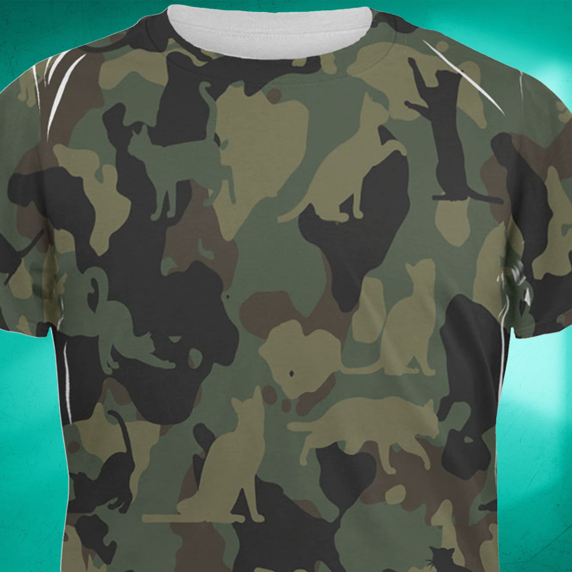 Camo Cat Print T-Shirt for Adults - Funny Animal Lover Tee for Casual Wear & Gifts