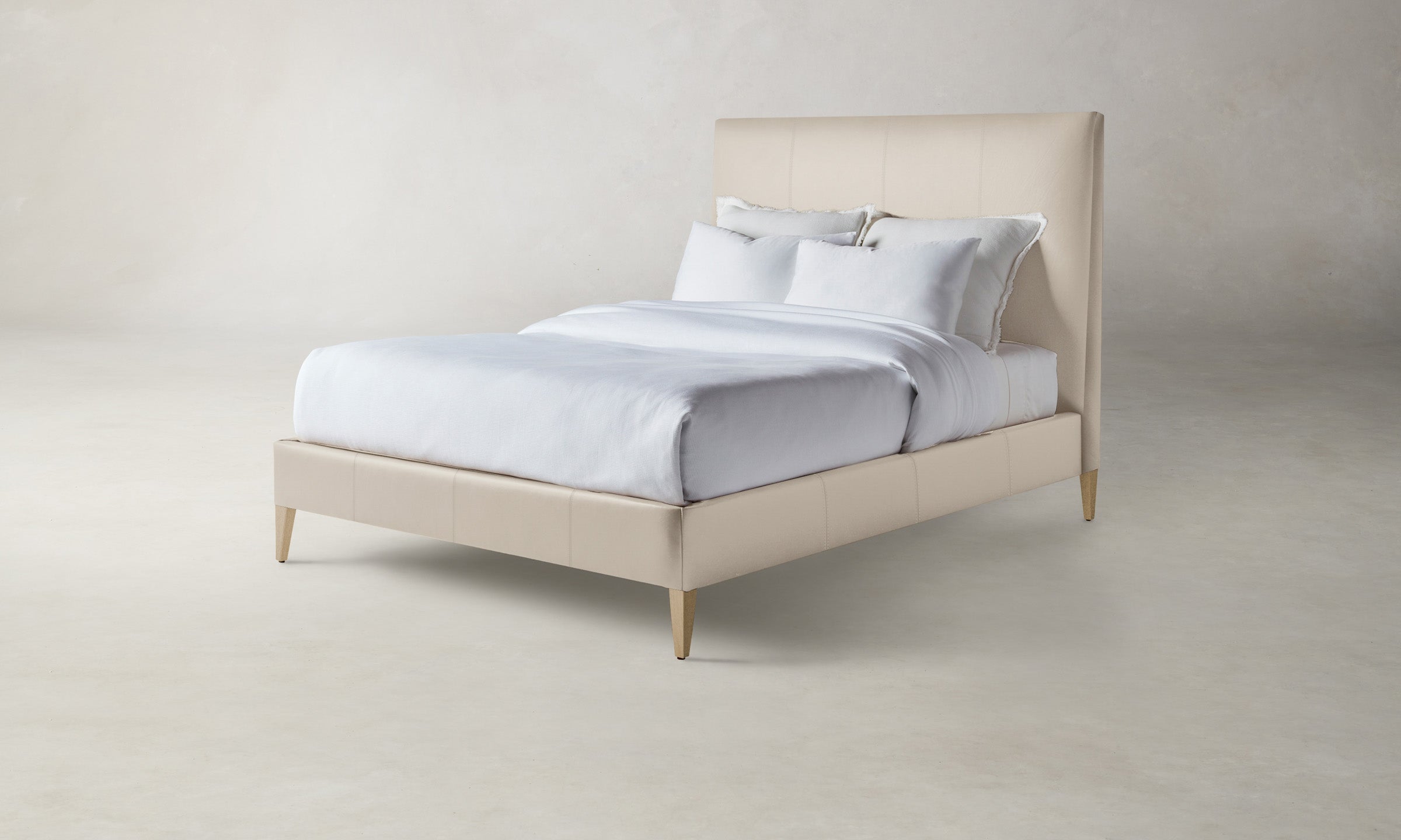 Essex Bed Frame - Genuine Pebbled Leather Upholstery & Stone Finish for Luxurious Bedroom Decor | Perfect for Master Bedrooms & Upscale Guest Rooms