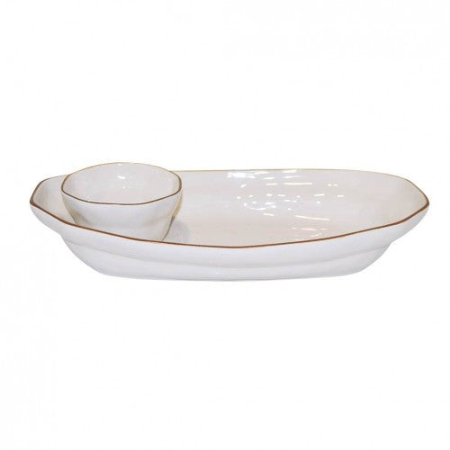 Cantaria Chip & Dip Set - Elegant Serving Bowl for Nachos, Salsa, Dips & Snacks - Perfect for Parties, Game Nights & Entertaining