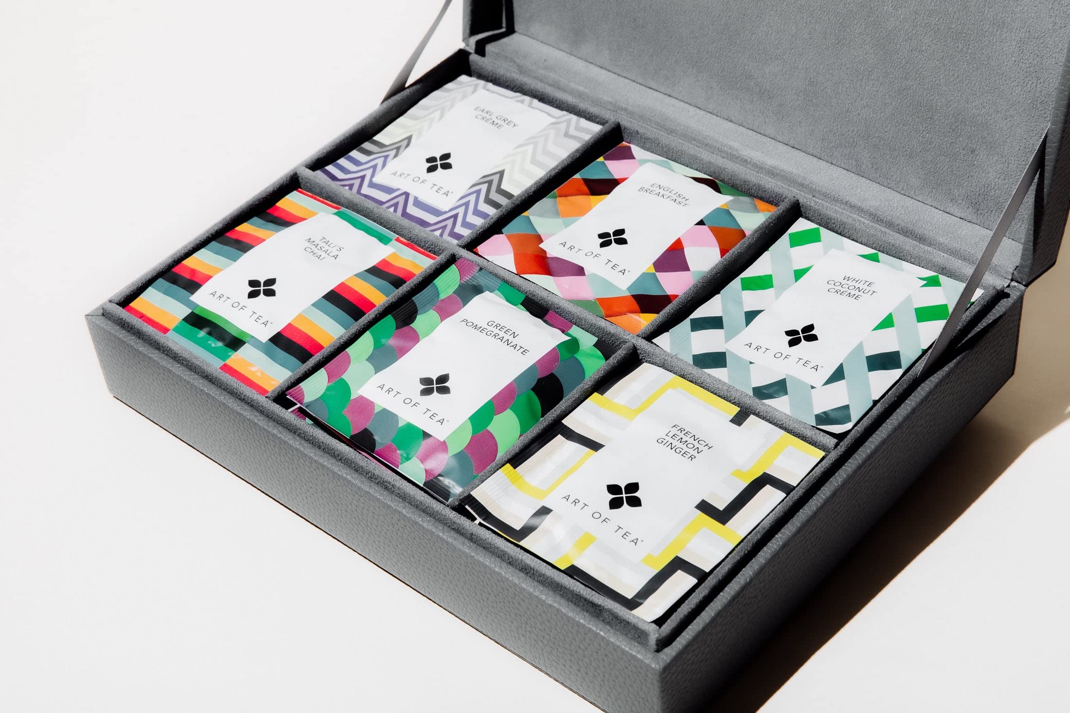 Art of Tea | 6-Section Premium Leatherette Tea Gift Box with Assorted Tea Bags | Perfect for Gifting, Office, and Relaxation at Home