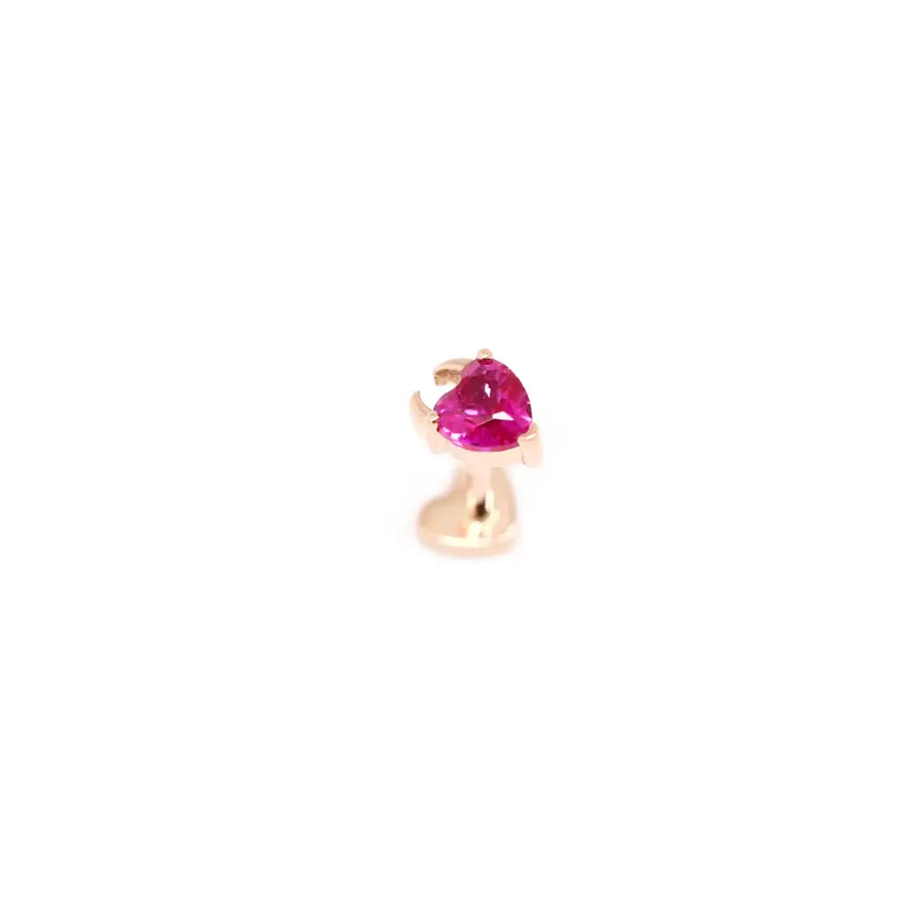 14KT Solid Gold Devil Heart Threaded Labret Stud Earrings for Women - Gothic Jewelry for Pierced Ears - Perfect for Punk, Rock, and Alternative Fashion Styles