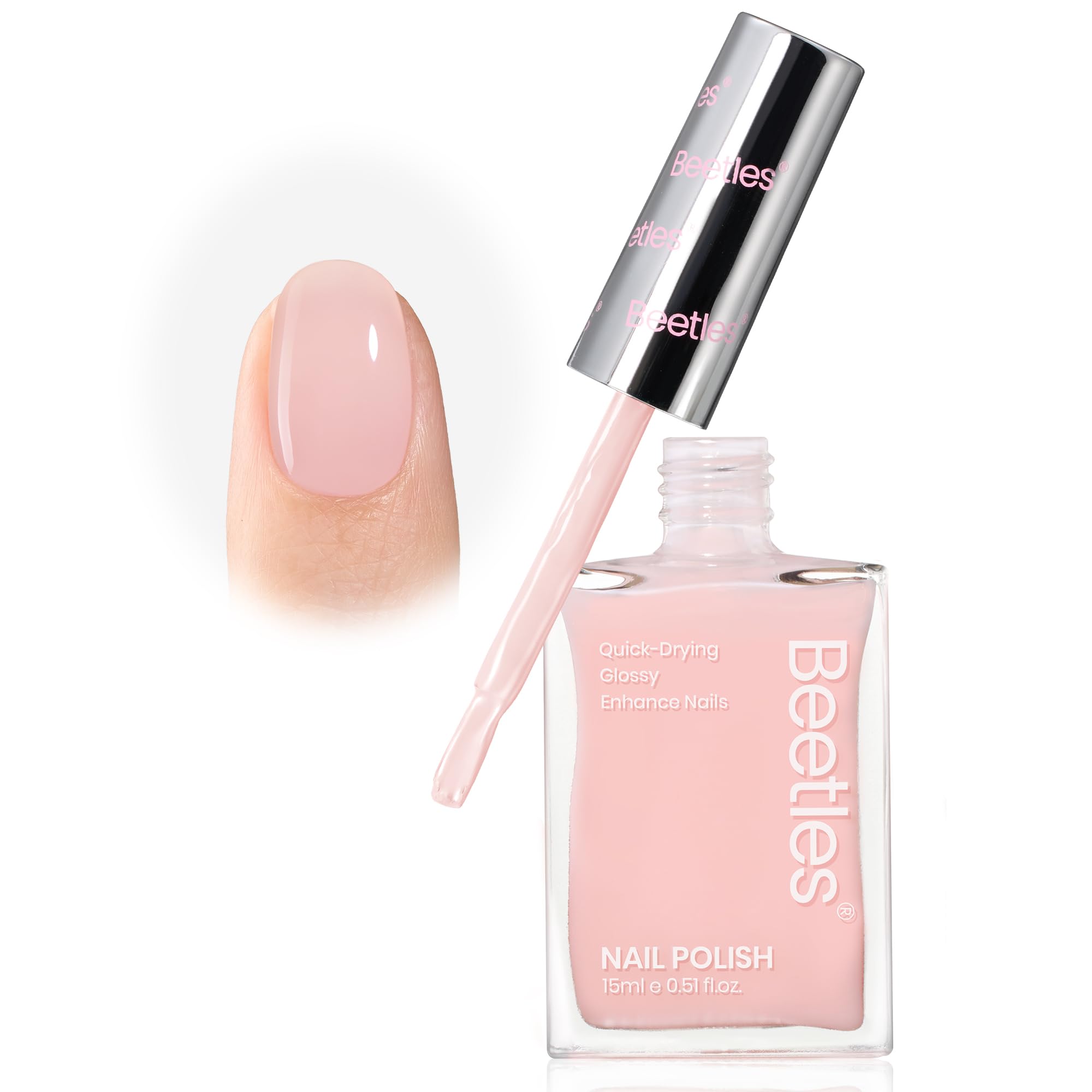 Beetles Nail Polish - Light Pink Natural Nail Concealer | Fast Drying, Strengthening & Growth Treatment for Thin & Damaged Nails | 0.51 Fl Oz | Perfect for Salon-Quality Manicures at Home & Everyday Wear