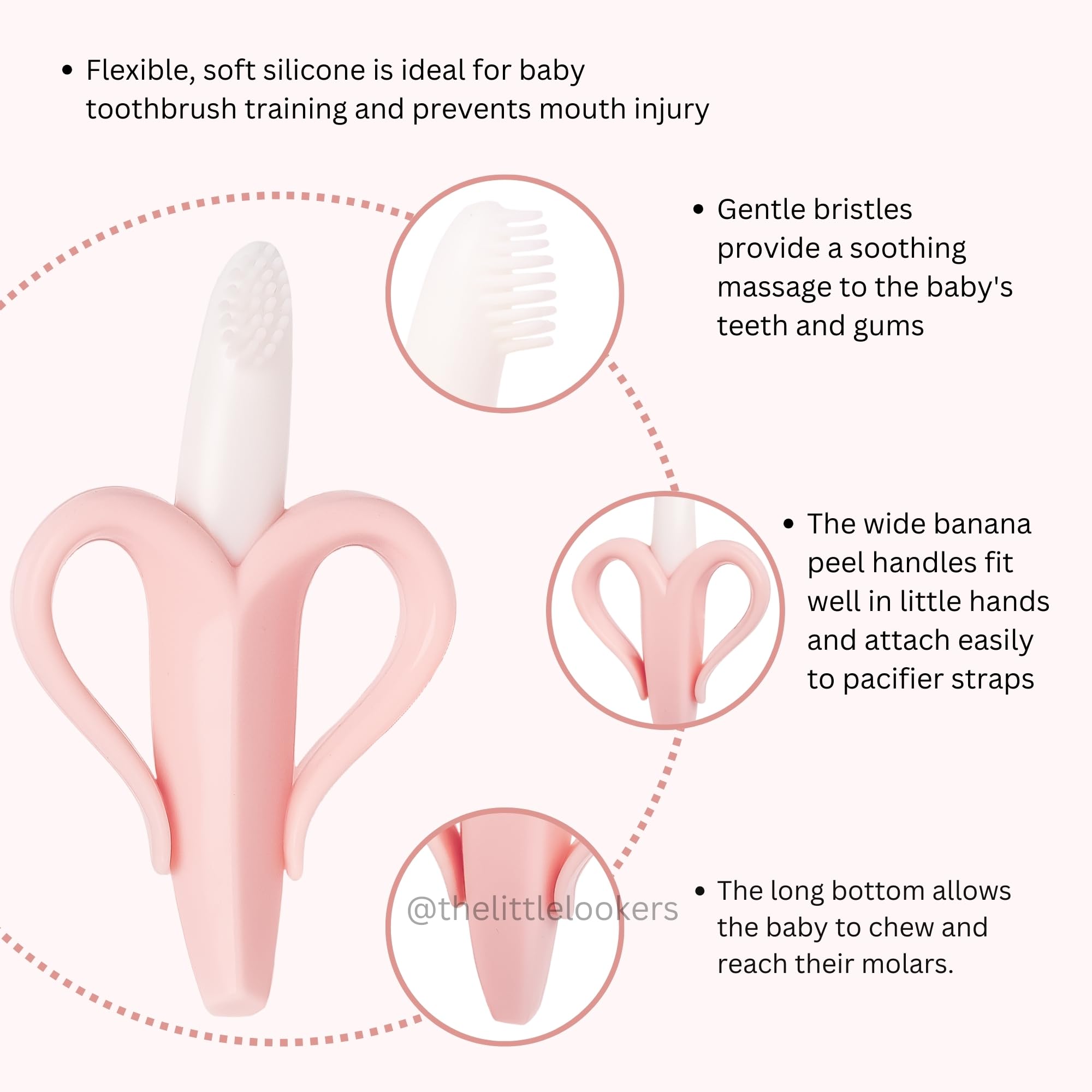 MASTELA Silicone Banana Teething Toy & Baby Toothbrush - Safe Teether for Infants, Toddlers & Newborns (Pink, 1 Pack) | Perfect for Soothing Sore Gums & Early Oral Care