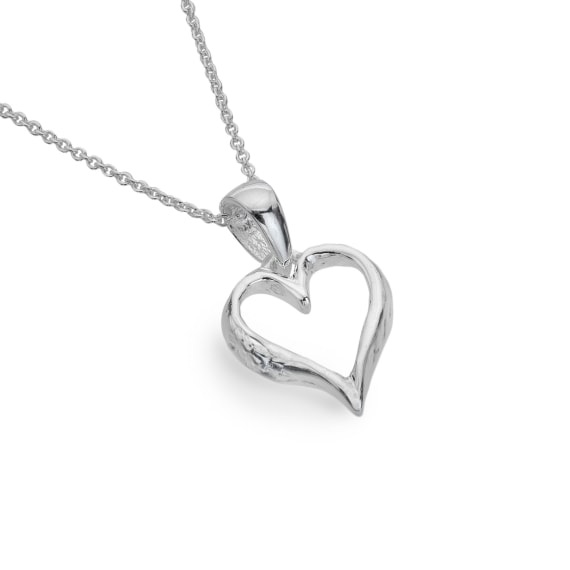 Handmade Natural-Looking Open Heart Textured Pendant Necklace - Perfect for Valentine's Day Gifts, Anniversary Presents & Everyday Elegance