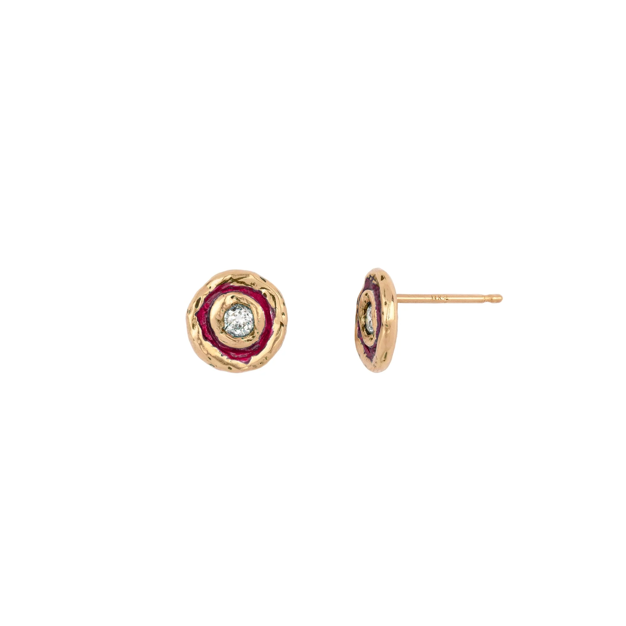 14K Gold Flush Set Diamond Stud Earrings for Women - True Colors | Perfect for Everyday Wear, Gifts & Special Occasions