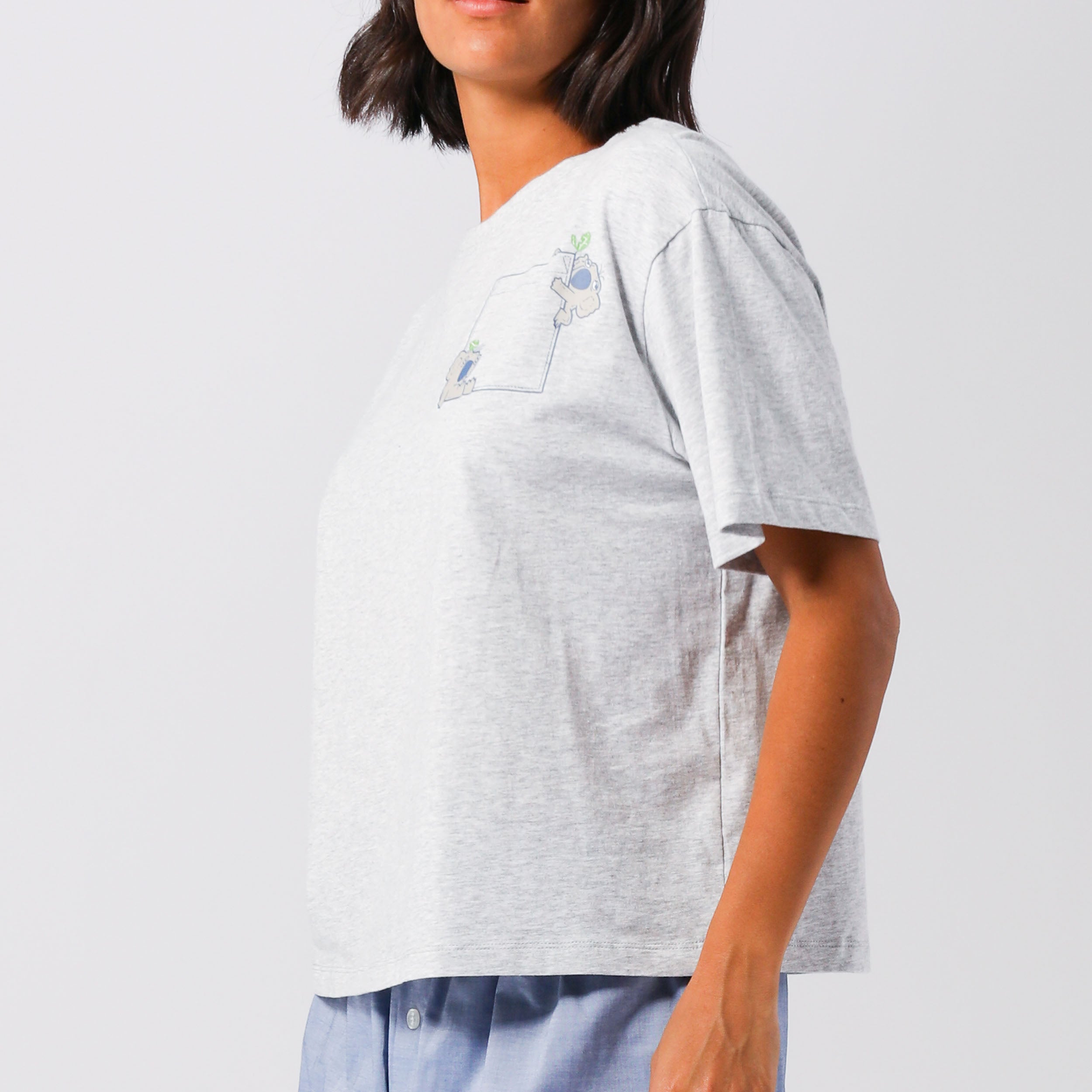 Women's Cotton Short Sleeve T-Shirt - Light Grey Marle | Soft & Breathable Casual Top for Everyday Wear, Gym, Travel & Outings