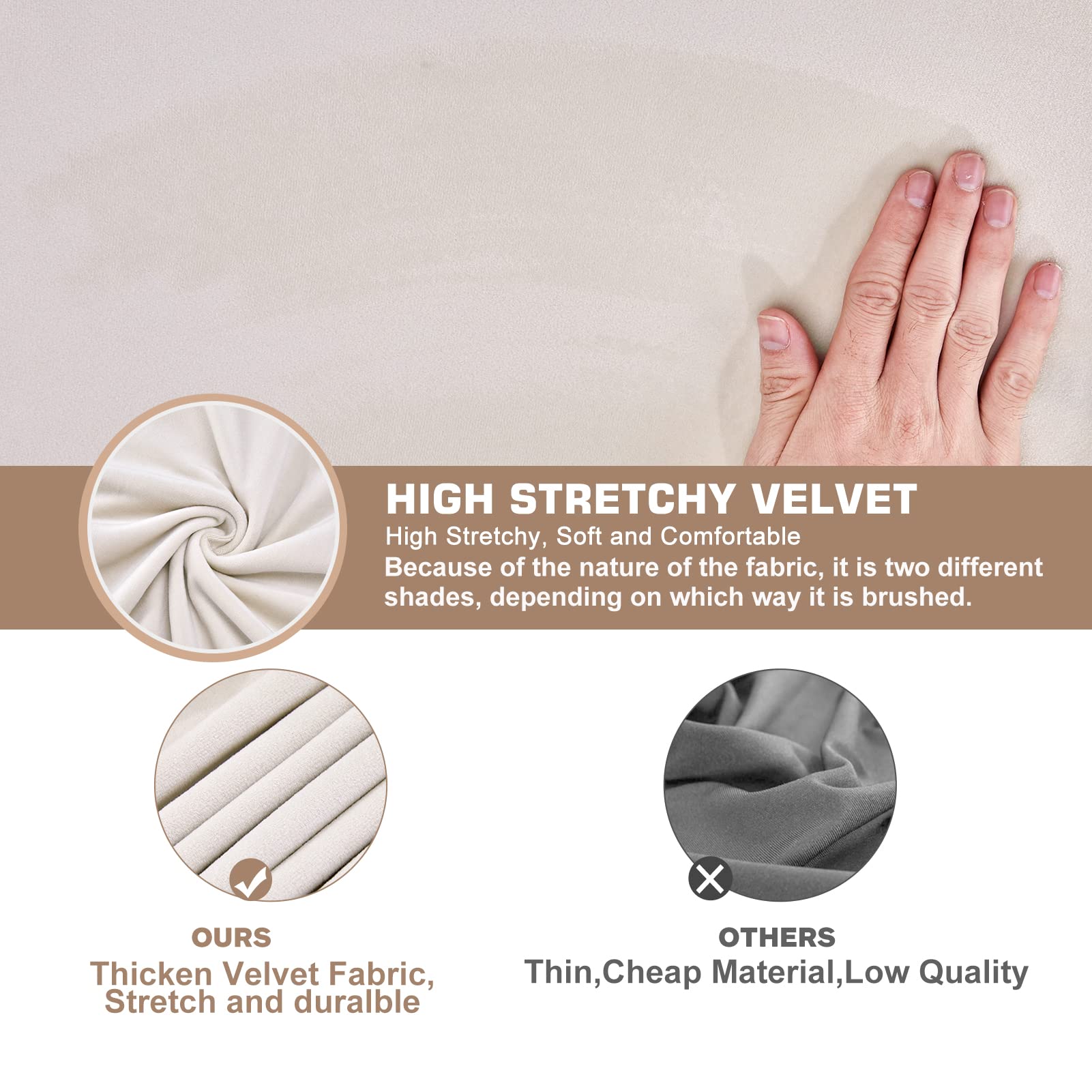 Premium Velvet Office Chair Cover - Stretchable & Thick Desk Chair Slipcover for Computer Chairs (2-Piece Set, Beige) | Universal Fit for Home Office, Gaming & Workspace Decor