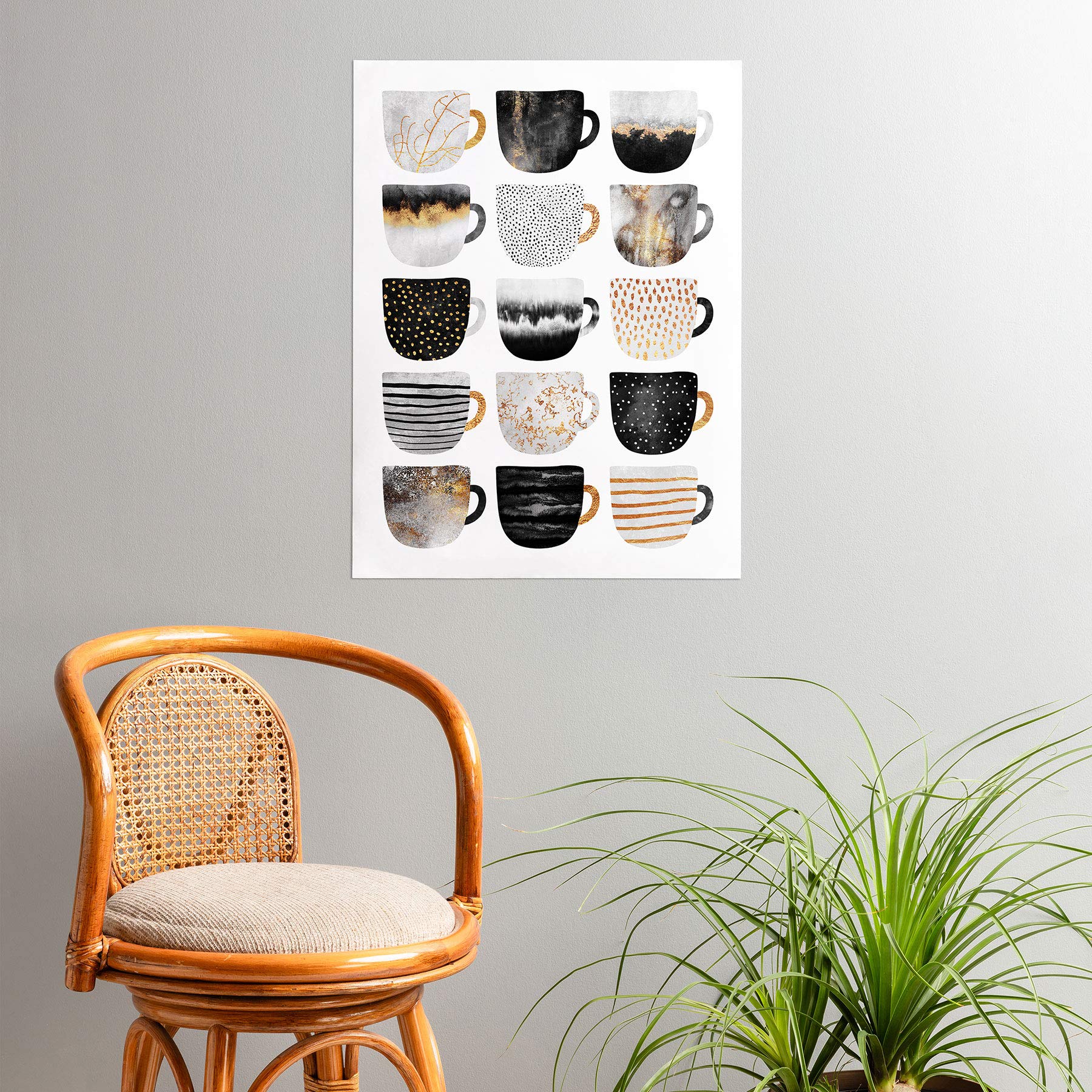 Elisabeth Fredriksson Pretty Coffee Cups 3 Poster - 18x24 Inches Black Wall Art - Perfect for Home Decor, Office & Cafe Wall Decorations