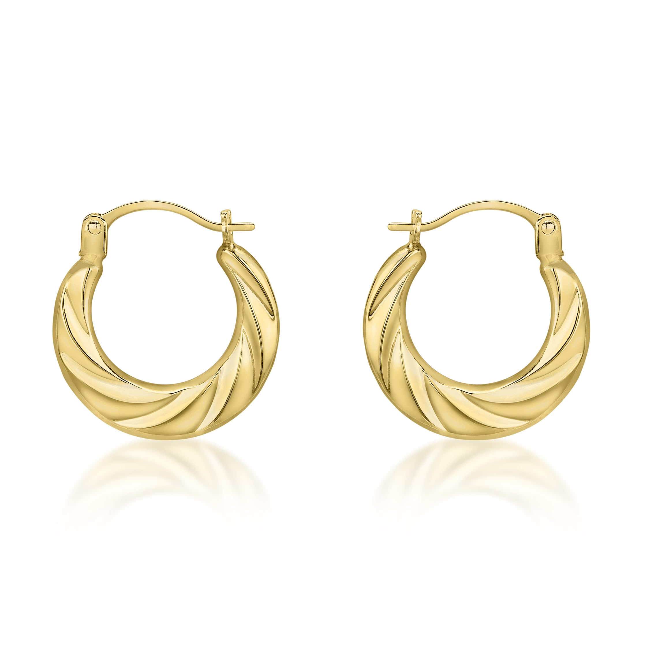 Carissima Gold 18K Yellow Gold Twist 15mm Creole Hoop Earrings for Women | Elegant Jewelry Gift for Birthday, Anniversary & Special Occasions