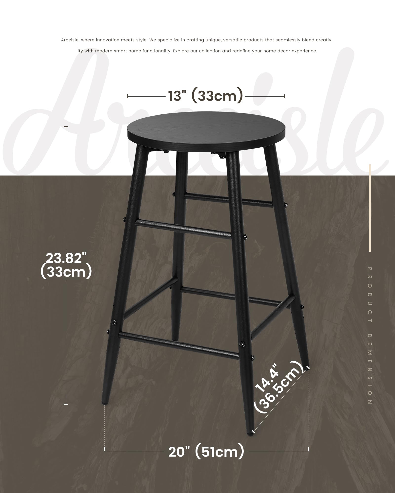 2-Pack Modern Black Bar Stools with Footrest - 24