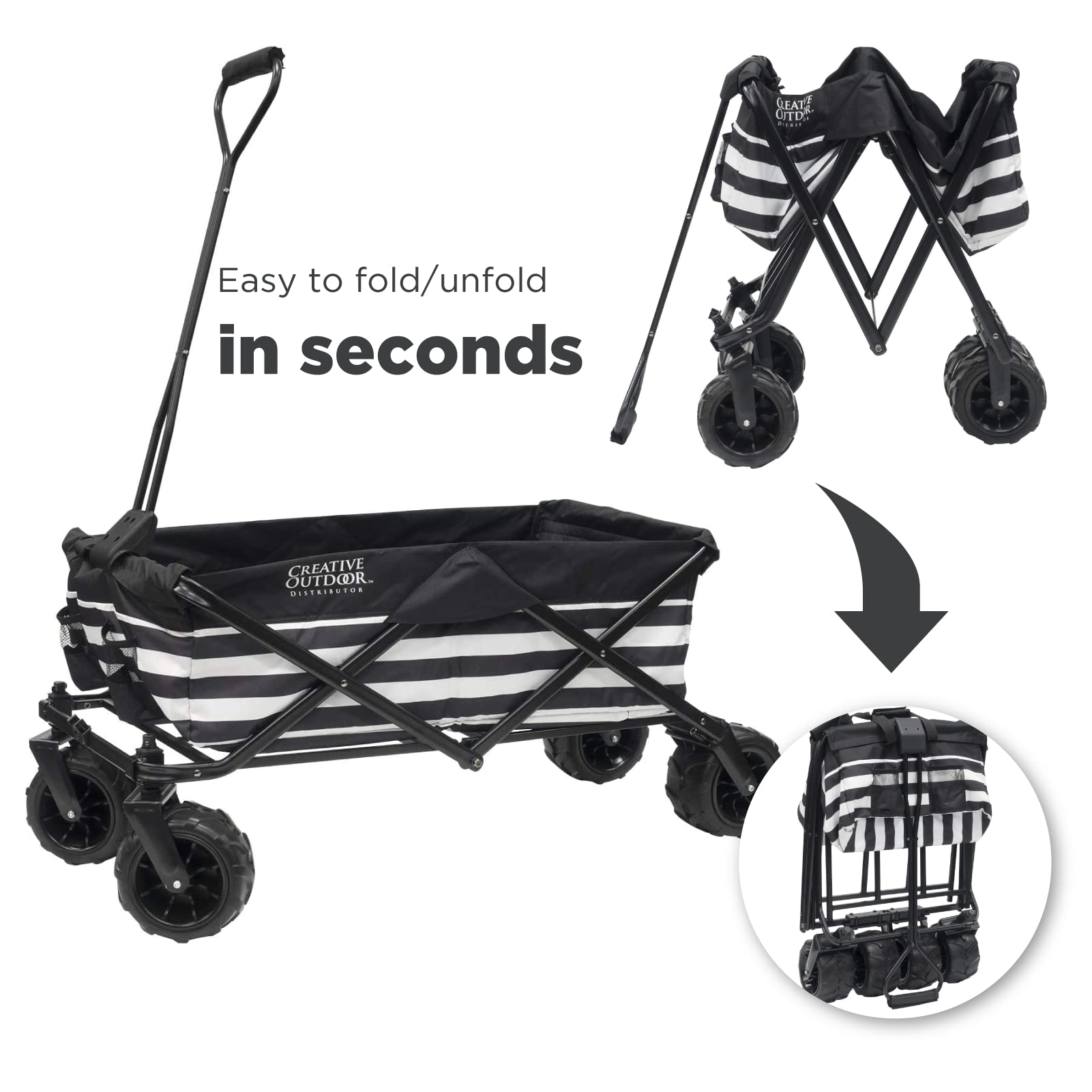 Best Collapsible Outdoor Wagon for Kids - All Terrain Push Pull Stroller & Folding Cart for Beach, Park, Garden, Sports & Camping | Perfect for Family Outings, Picnics and Outdoor Adventures