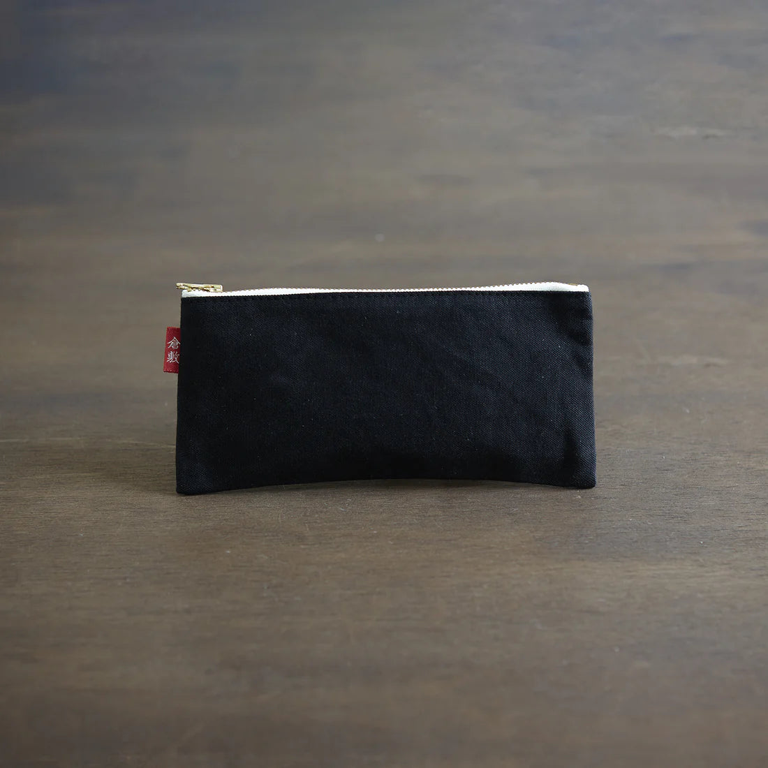 Premium Japanese Kurashiki Hampu Canvas Pencil Case - Black, Durable School & Office Organizer for Pens, Pencils & Art Supplies