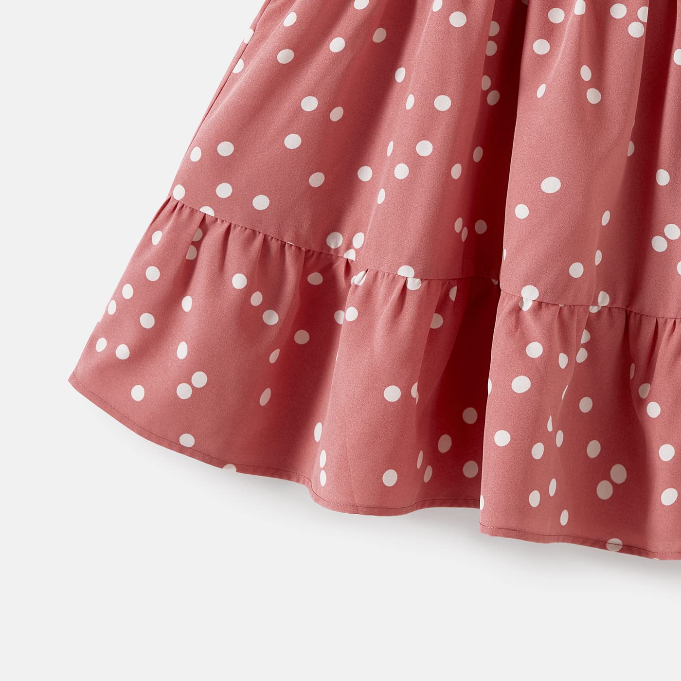 IFFEI Mommy and Me Dresses - Matching Pink Ruffle Flutter Sleeve Dot Print Outfits for Mother and Daughter | Family Photo, Birthday Party, Mother's Day Outfits
