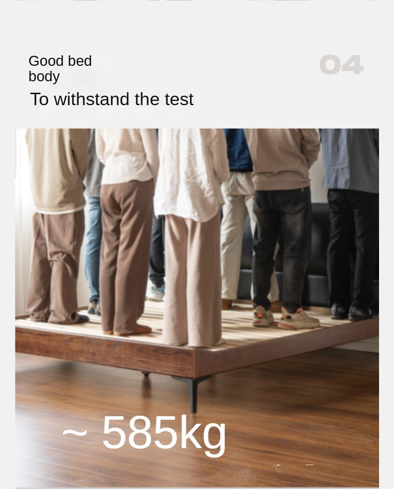 Luxury Oak Solid Wood Bed with Soft Leather Upholstery - Elegant Master Bedroom Furniture for Modern Home Decor
