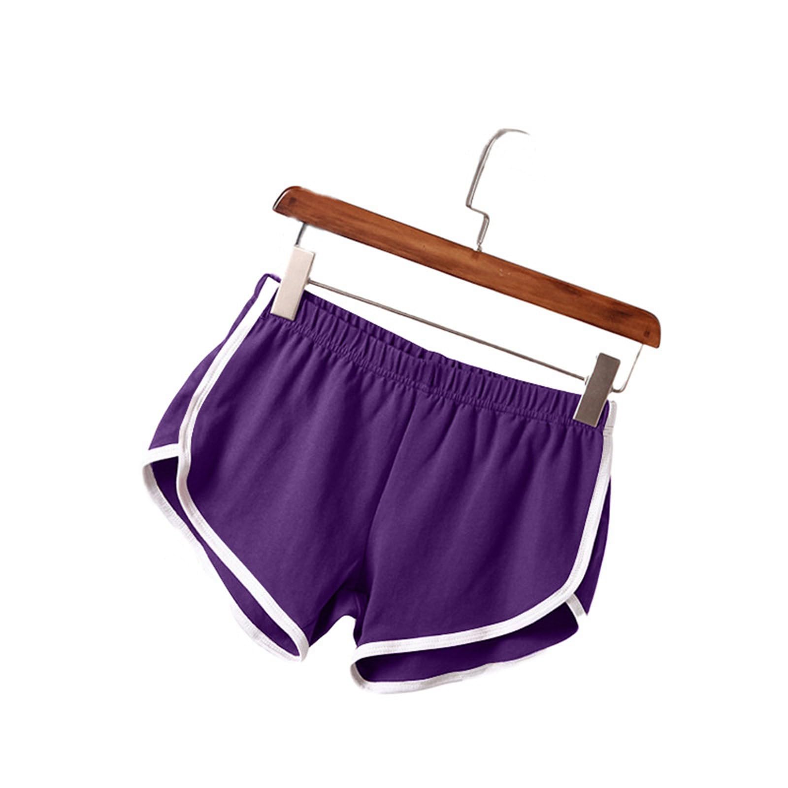 Ruziyoog Women's Cotton Gym Shorts - 3 Pack Breathable Yoga Running Active Shorts with Elastic Waistband for Workout, Dance & Summer Sports