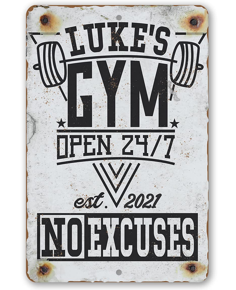 Personalized Gym Signs for Home Gym - Metal 24/7 Workout Motivational Poster - Indoor/Outdoor Inspirational Decor - Perfect Gift for Men & Women - Ideal for Home Gym, Garage Workout Space & Fitness Room Wall Art