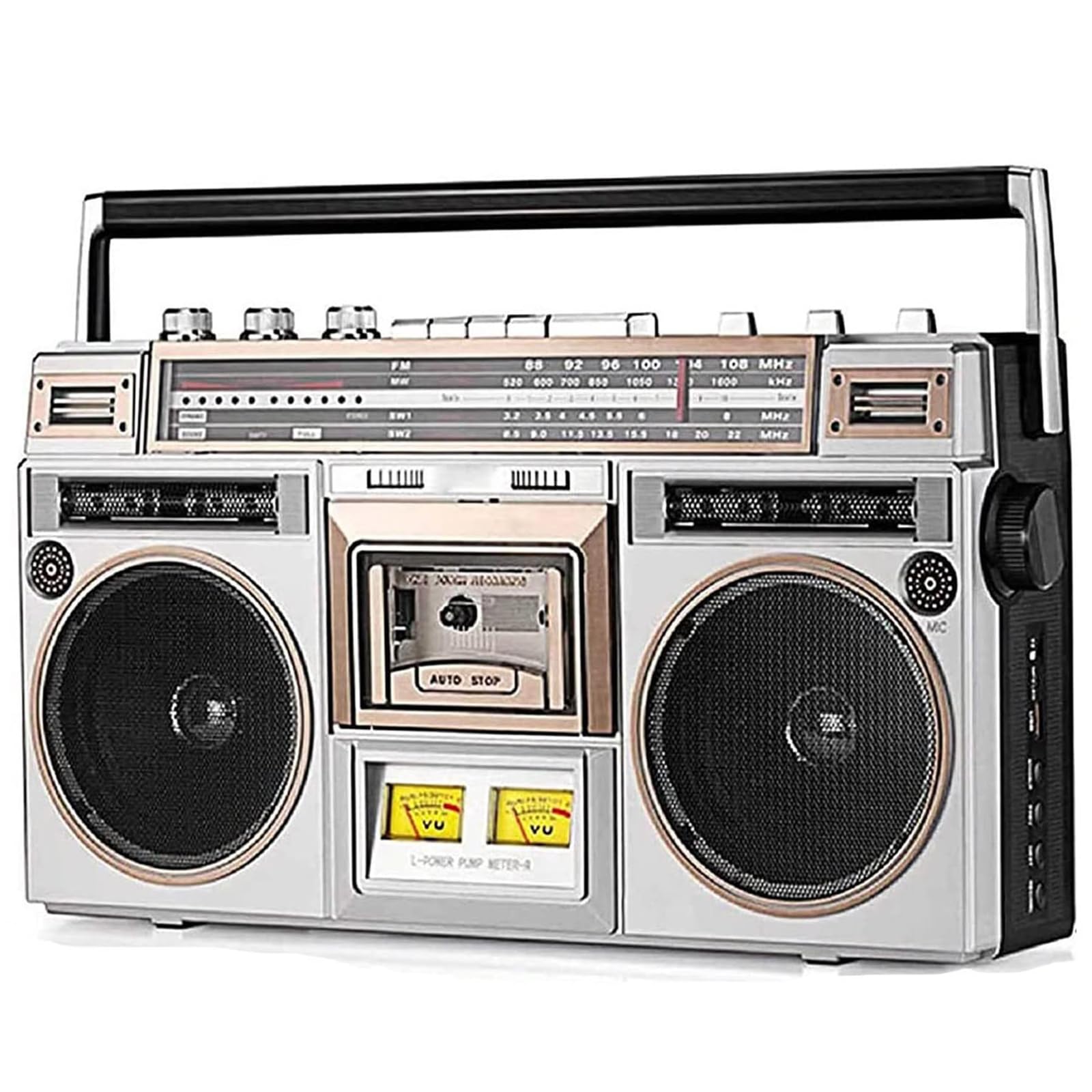 Retro Bluetooth Cassette Player with CD, Tape & FM Radio | USB Recording & AUX Input | Portable Boombox for Home, Travel & Parties | Classic 80s Style Music Player for Nostalgic Listening & Gift Giving